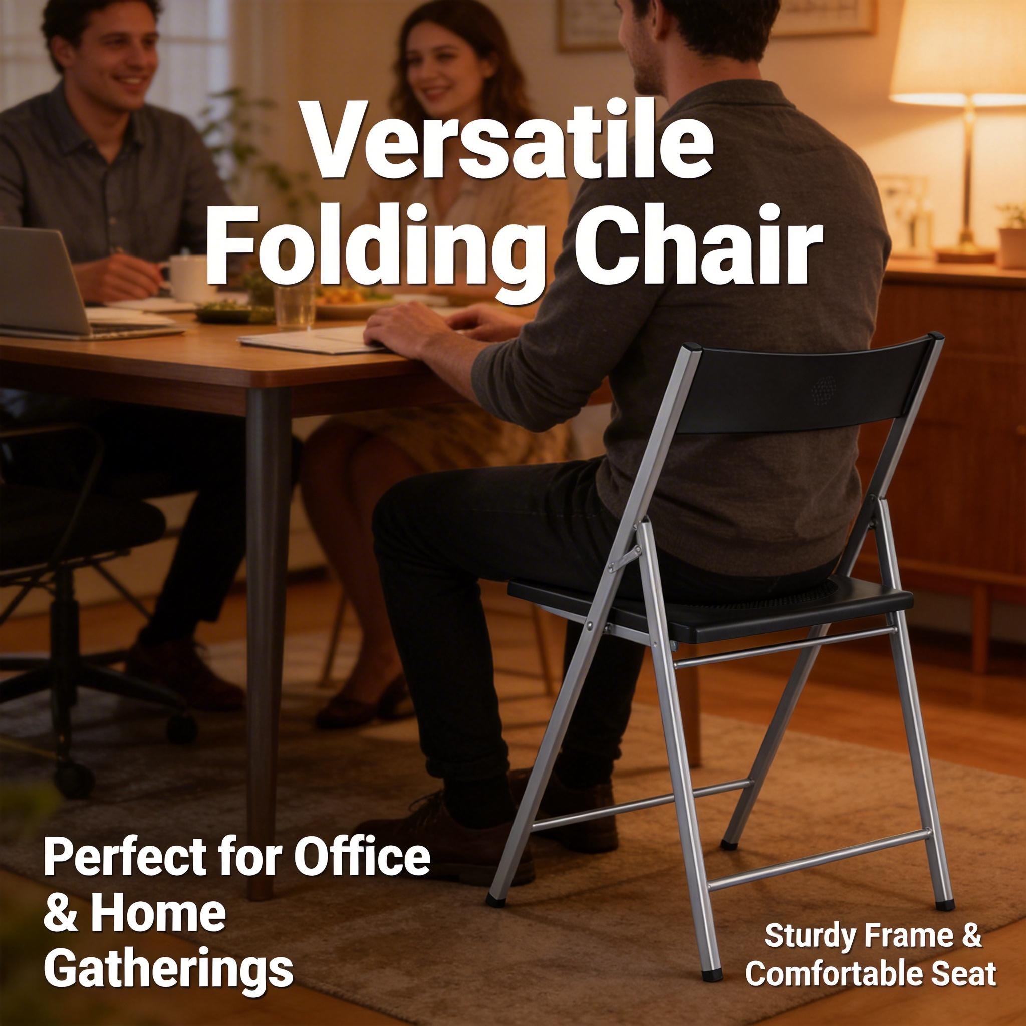 Homy Casa Jewel 6PC Black Folding Chair With Polypropylene Seat Inspired by European Classic Minimalist Design Open Box