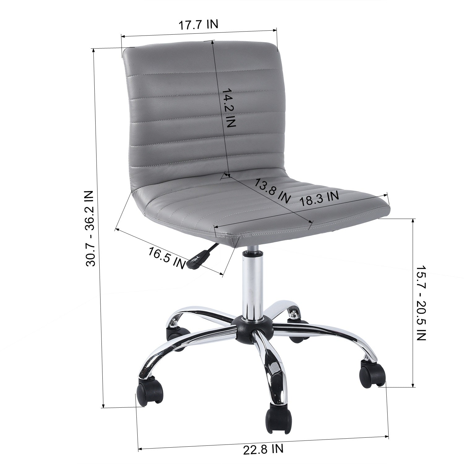 Homy Casa JOAKIM Modern Grey PU Office Chair with Chromed Base and Wheels Open Box