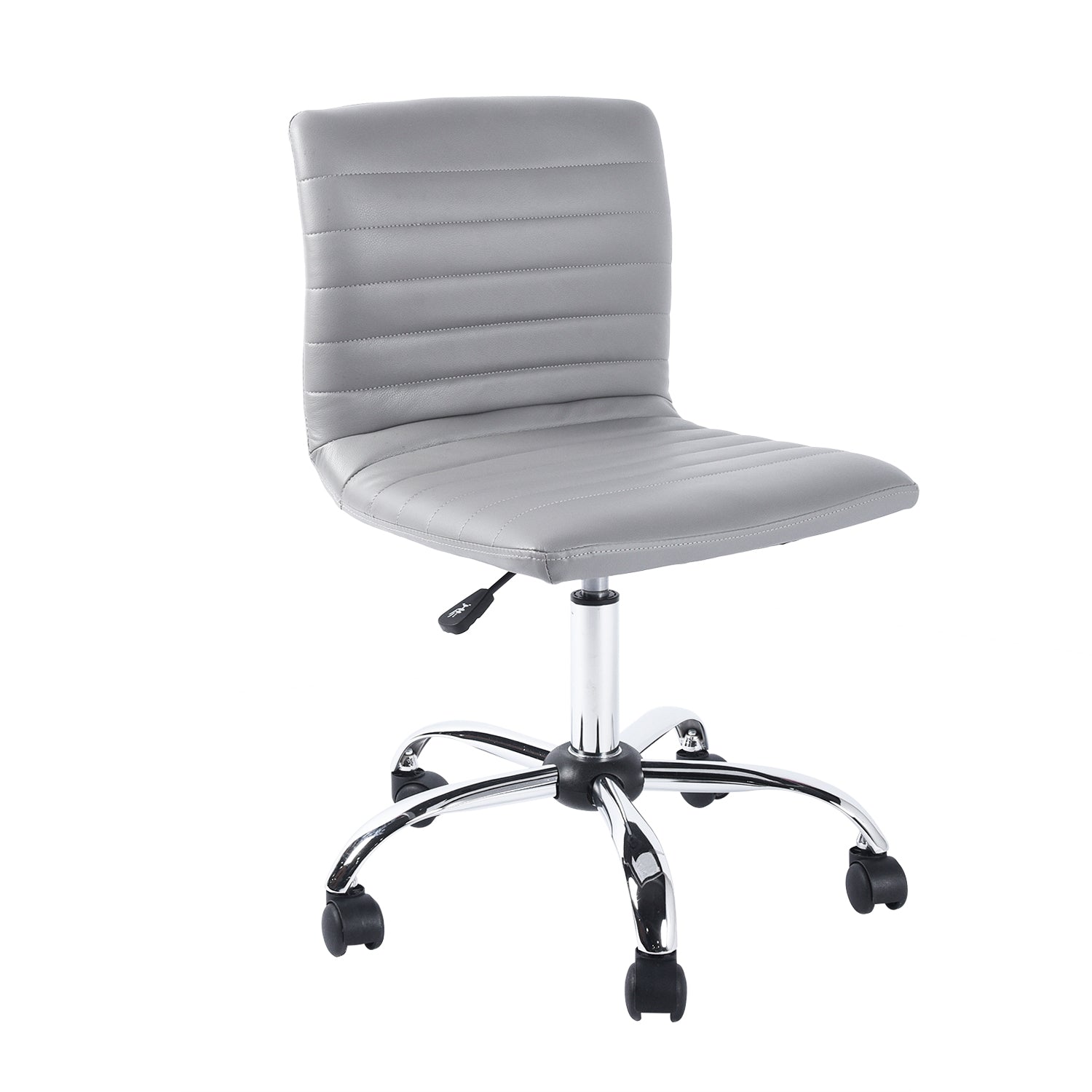 Homy Casa JOAKIM Modern Grey PU Office Chair with Chromed Base and Wheels Open Box