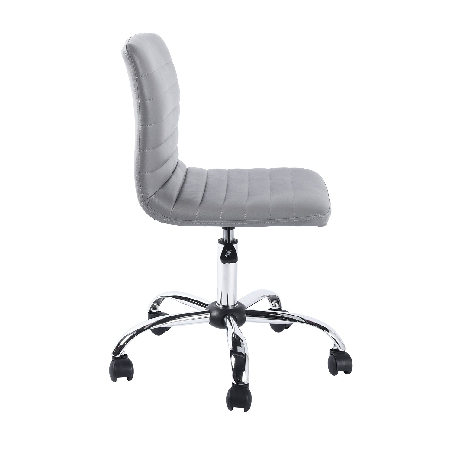 Homy Casa JOAKIM Modern Grey PU Office Chair with Chromed Base and Wheels Open Box