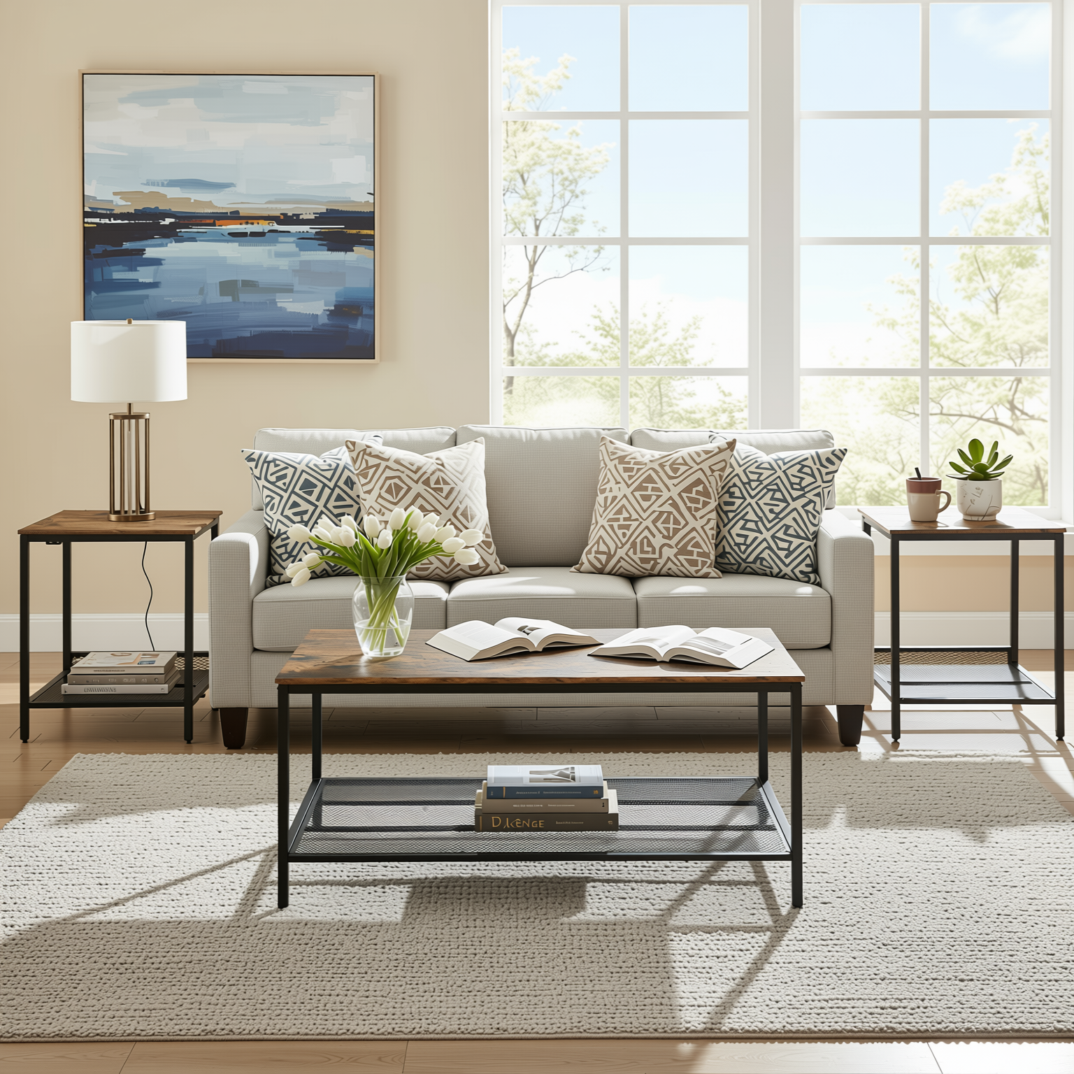 Joes Living Room Table Set of 3 - Coffee Table & 2 End Tables