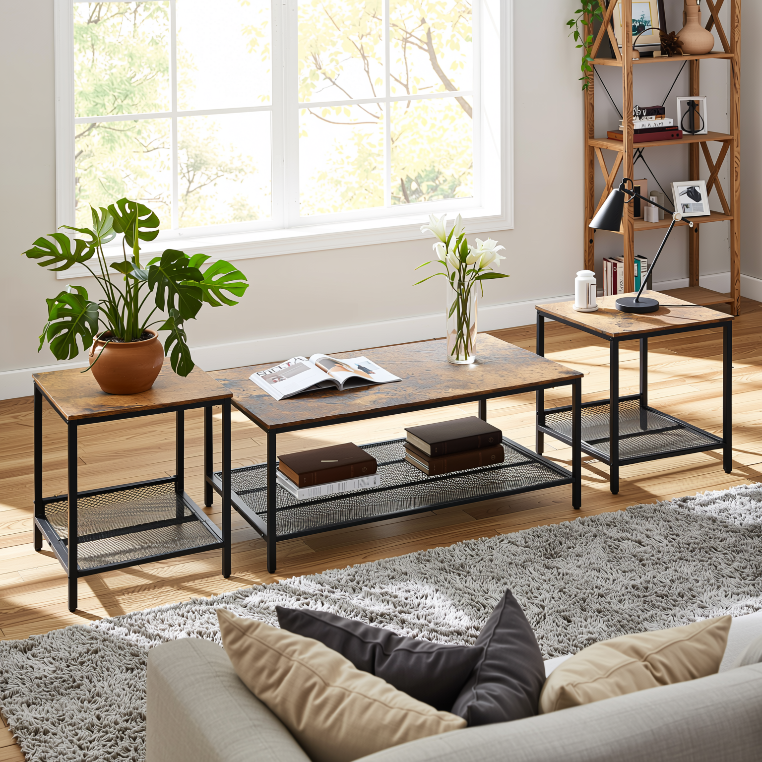 Joes Living Room Table Set of 3 - Coffee Table & 2 End Tables