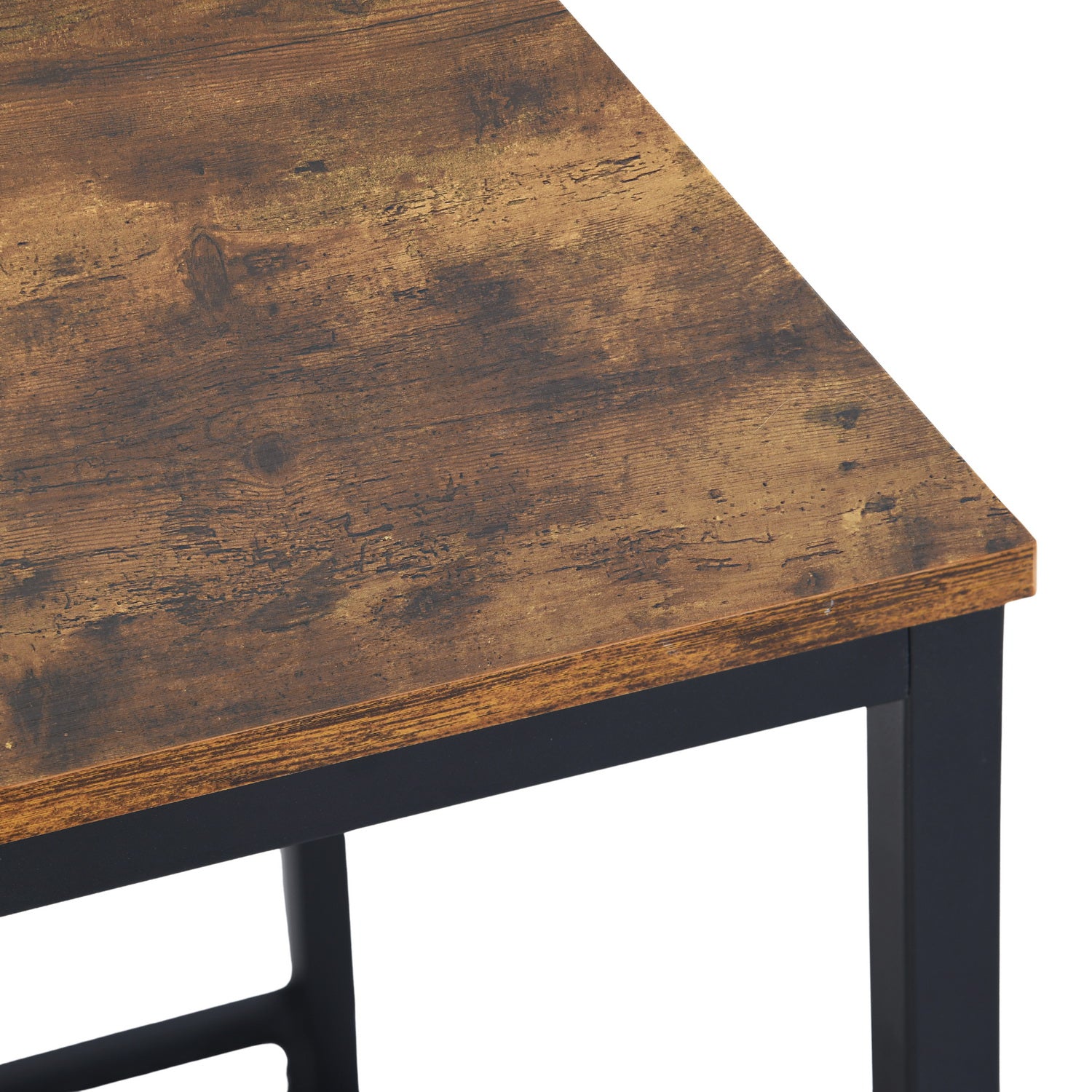 Homy Casa JOES 3-Piece Coffee Table Set, Wood & Metal, Modern Industrial Style