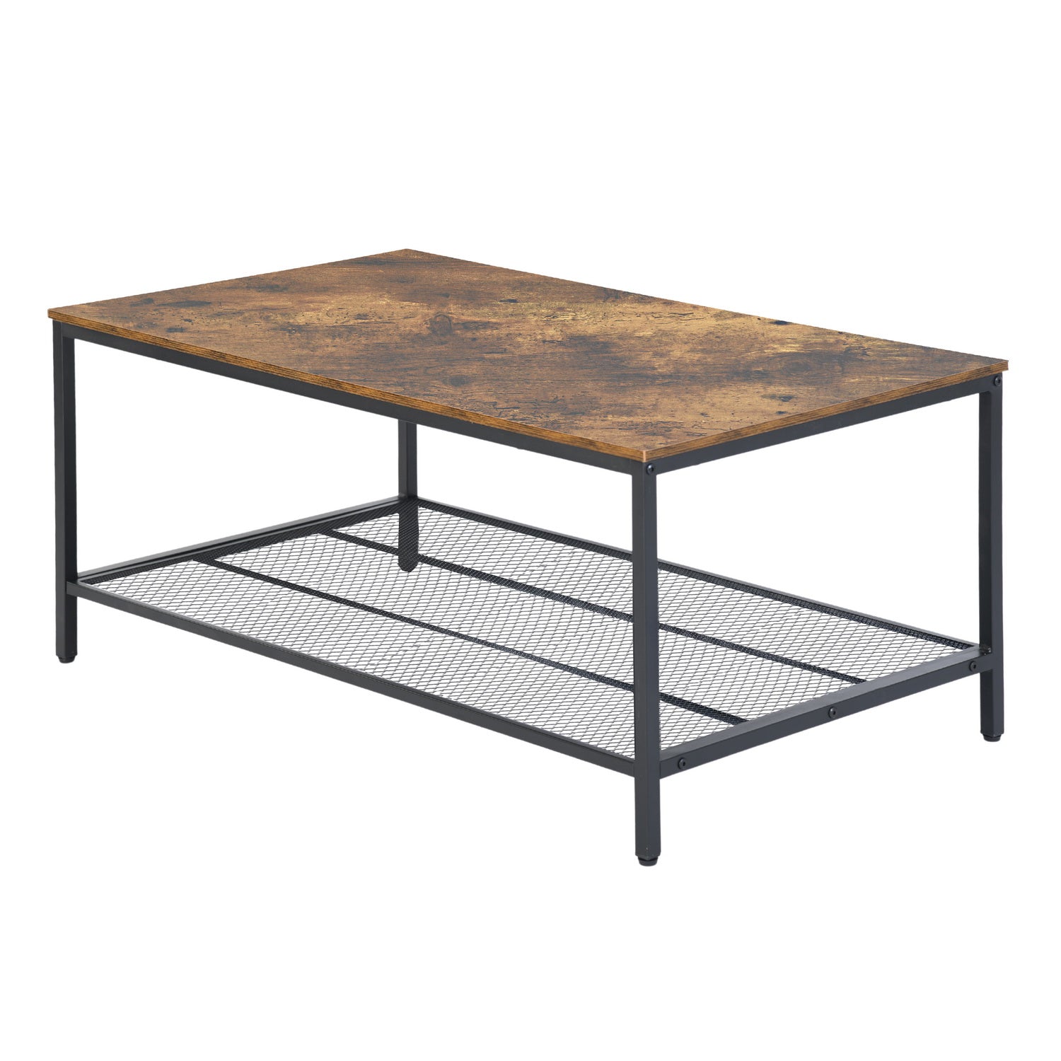 Homy Casa JOES 3-Piece Coffee Table Set, Wood & Metal, Modern Industrial Style