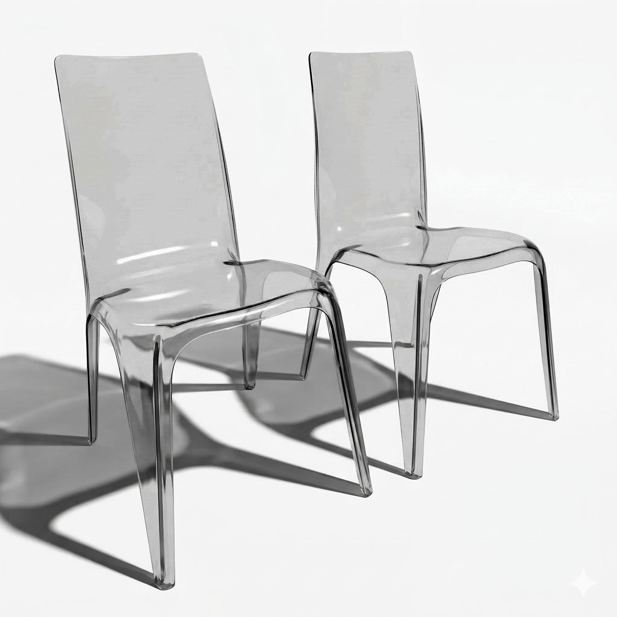Homy Casa Juliette 2PC Transparent Dining Chairs Clear Minimalist Acrylic Ghost Style Accent Chairs
