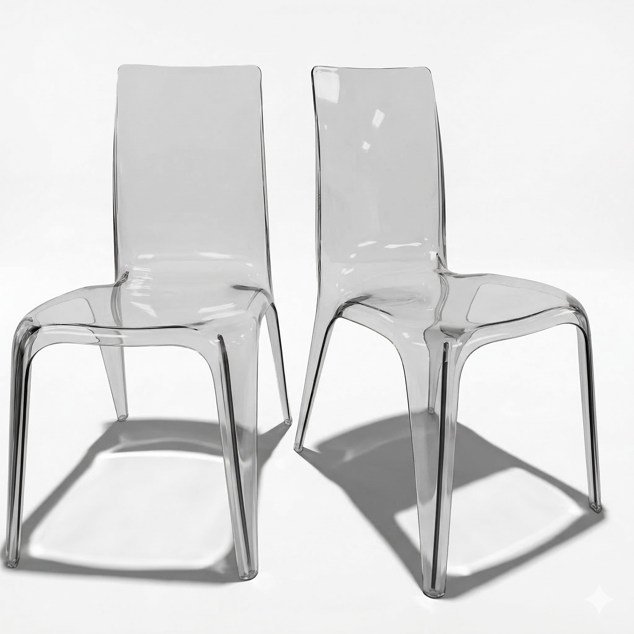 Homy Casa Juliette 2PC Transparent Dining Chairs Clear Minimalist Acrylic Ghost Style Accent Chairs