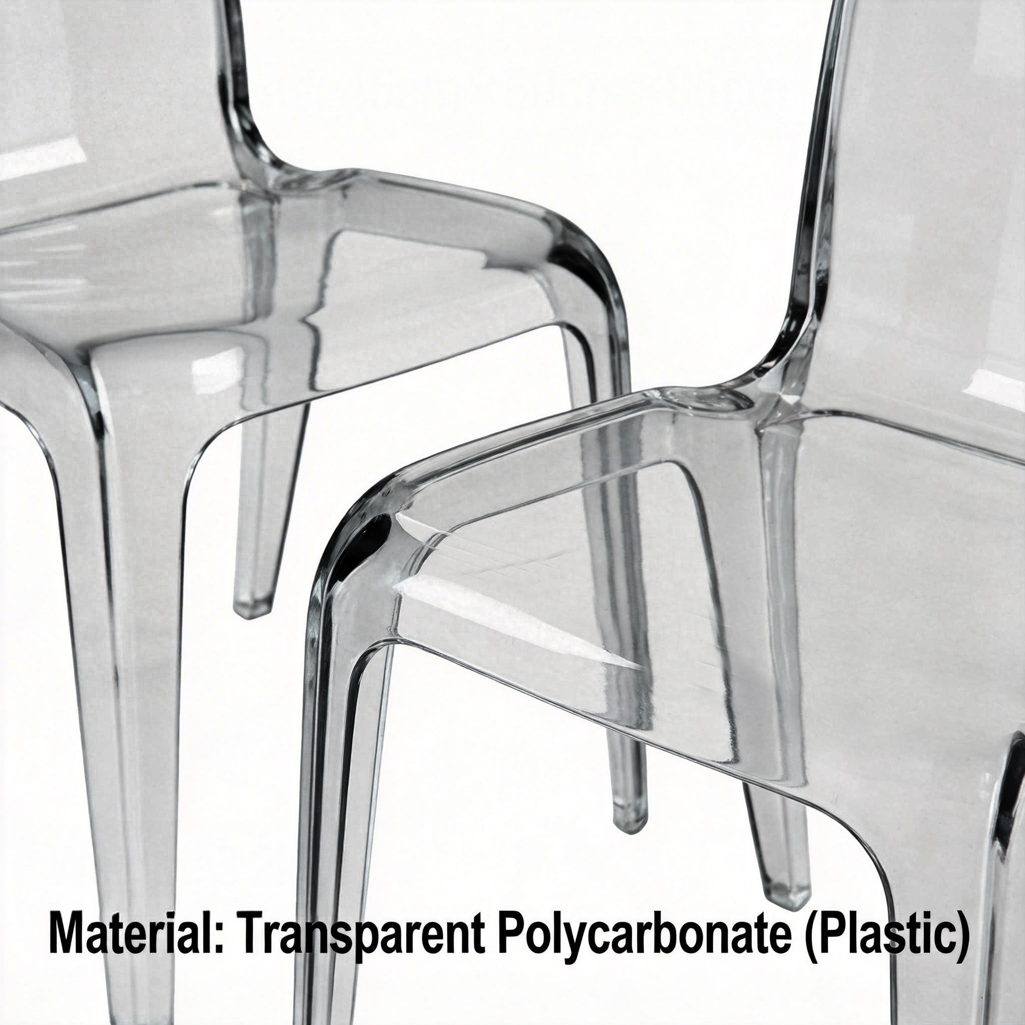 Homy Casa Juliette 2PC Transparent Dining Chairs Clear Minimalist Acrylic Ghost Style Accent Chairs