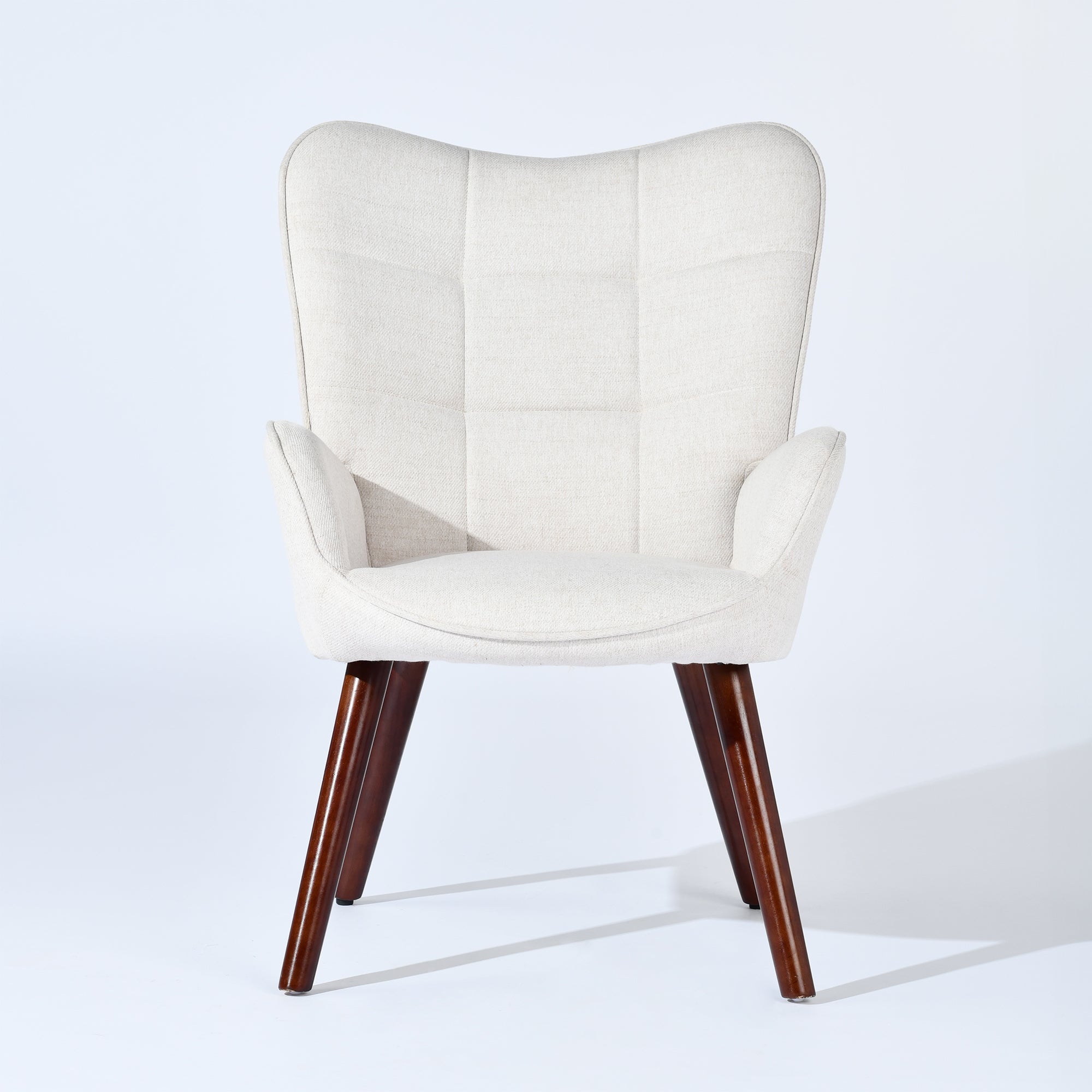 Homy Casa Kanas Wingback Accent Chair Fabric Upholstered Arm Chair, Beige