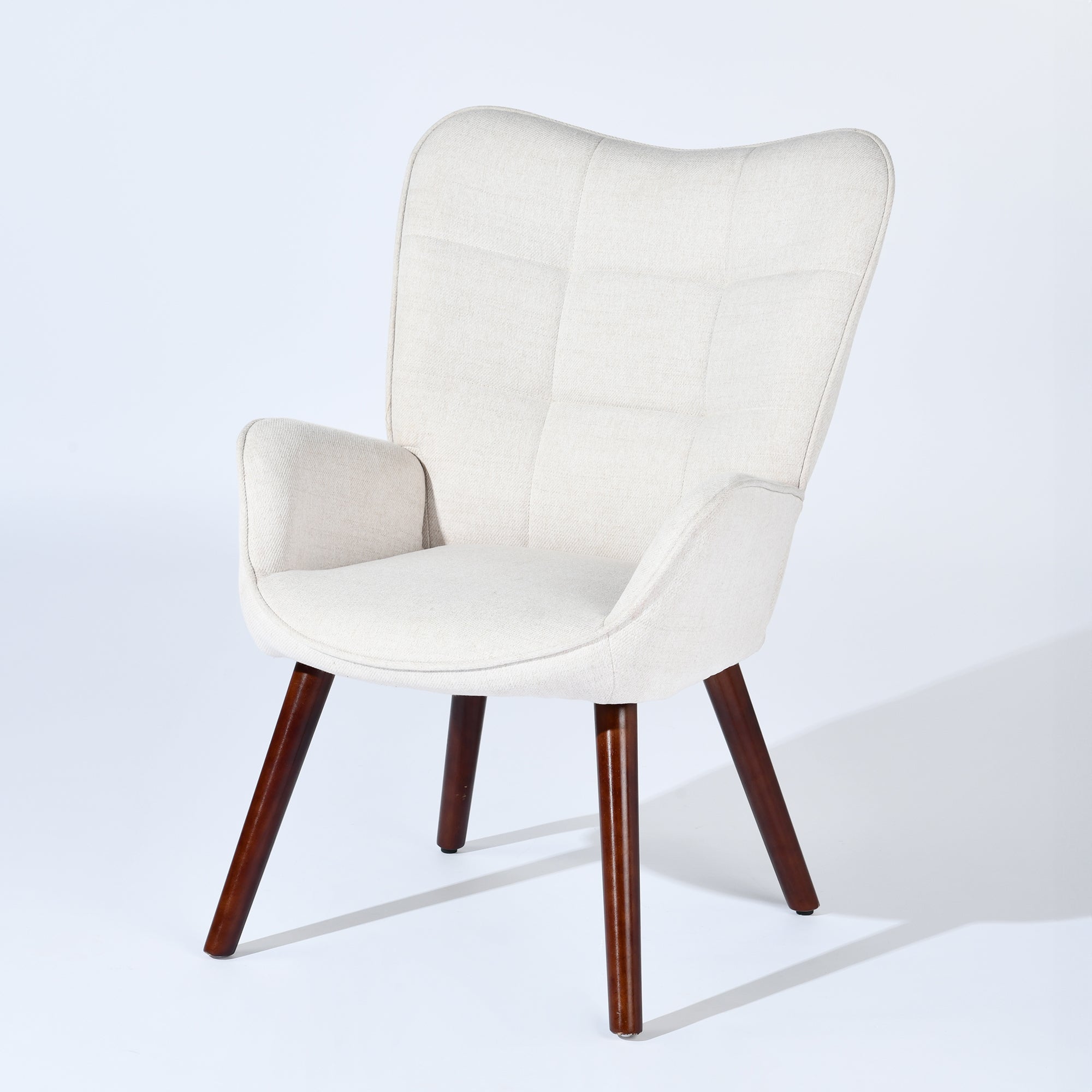 Homy Casa Kanas Wingback Accent Chair Fabric Upholstered Arm Chair, Beige