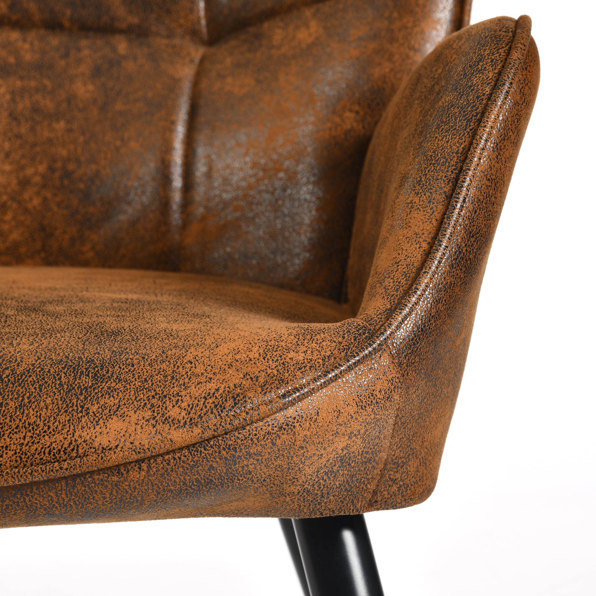 Homy Casa Kanas Wingback Accent Chair Fabric Upholstered Arm Chair Vintage Brown