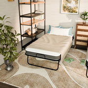 KAREN Rollaway Folding Bed with 12 cm Mattress, 31" Wide Portable Guest Bed on Wheels, Metal Frame, Space-Saving Foldable Cot, Small Single, Gray