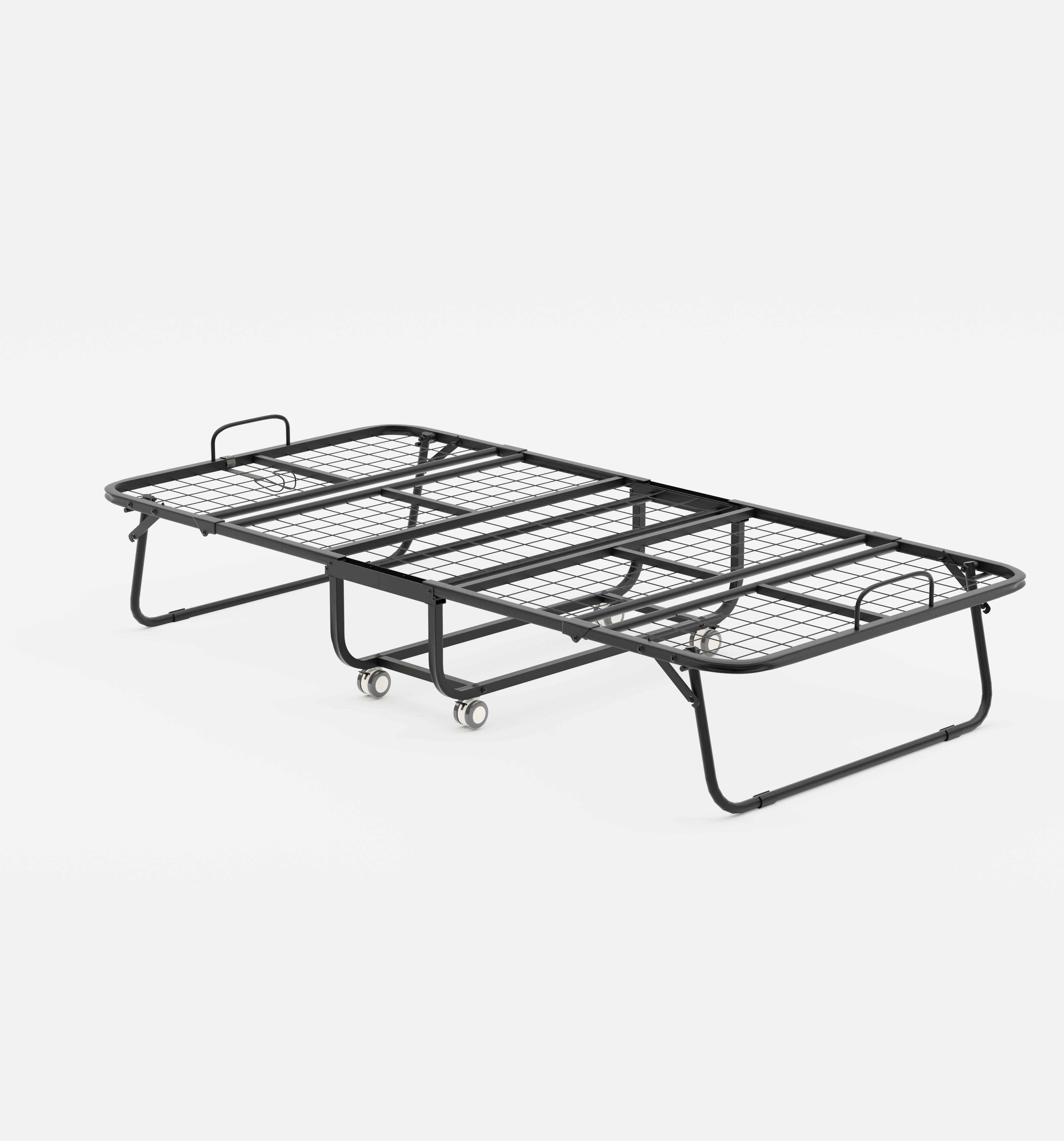 KAREN Rollaway Folding Bed with 12 cm Mattress, 31" Wide Portable Guest Bed on Wheels, Metal Frame, Space-Saving Foldable Cot, Small Single, Gray