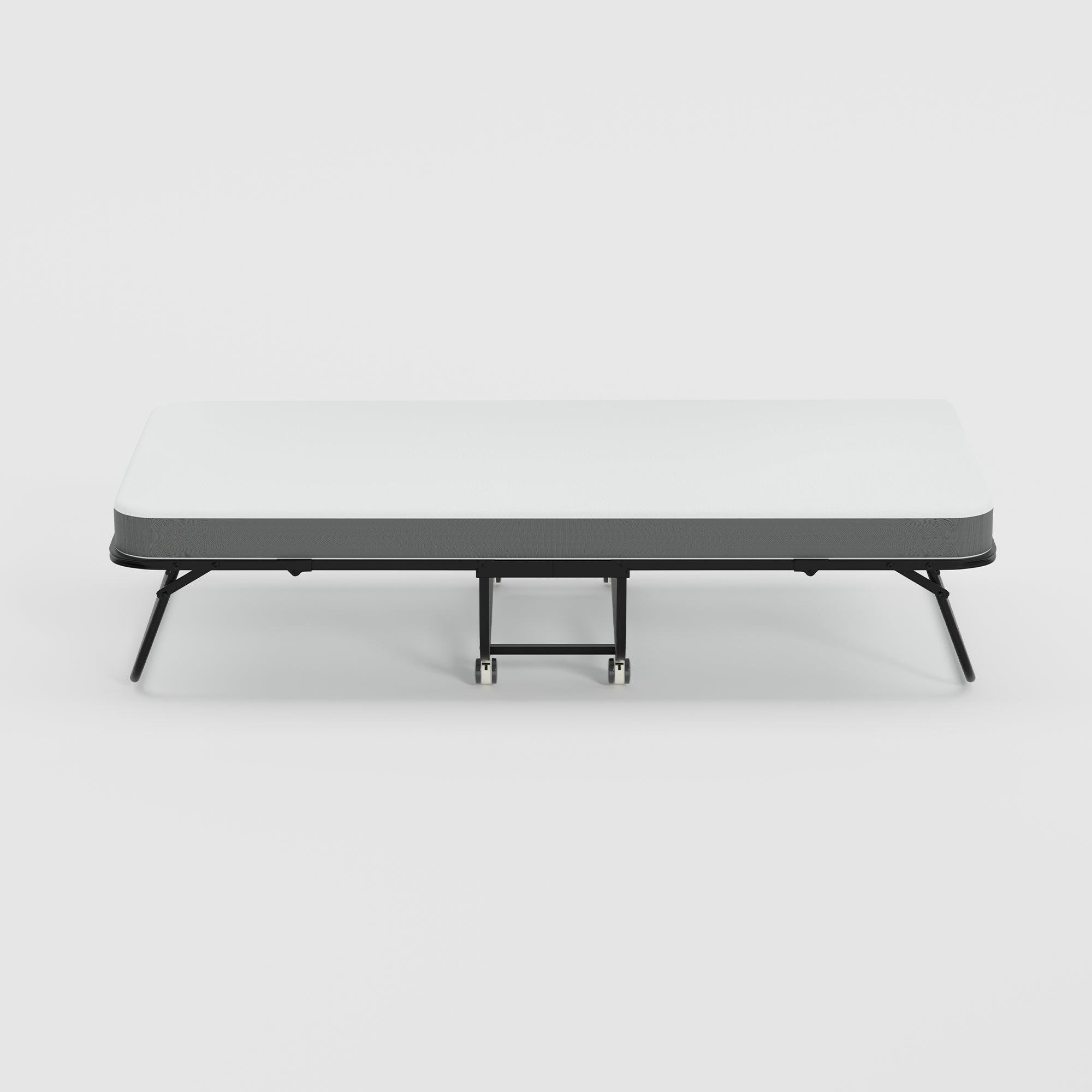 KAREN Rollaway Folding Bed with 12 cm Mattress, 31" Wide Portable Guest Bed on Wheels, Metal Frame, Space-Saving Foldable Cot, Small Single, Gray