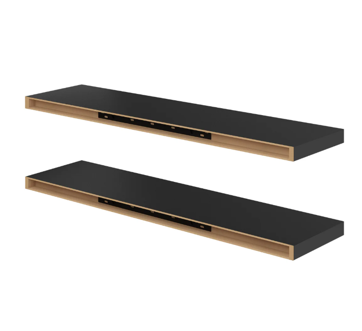 Homy Casa KARI BK Floating Wall Shelves 31.5" Set of 2 for Storage and Display