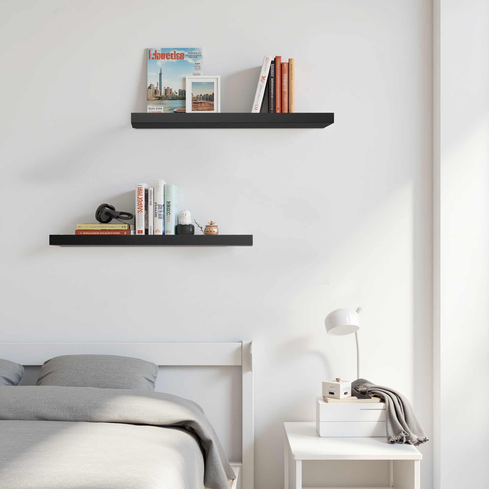 Homy Casa Kari 4PC Vintage Brown Floating Shelves Wall Shelves with Hidden Brackets for Living Room Bathroom Bedroom