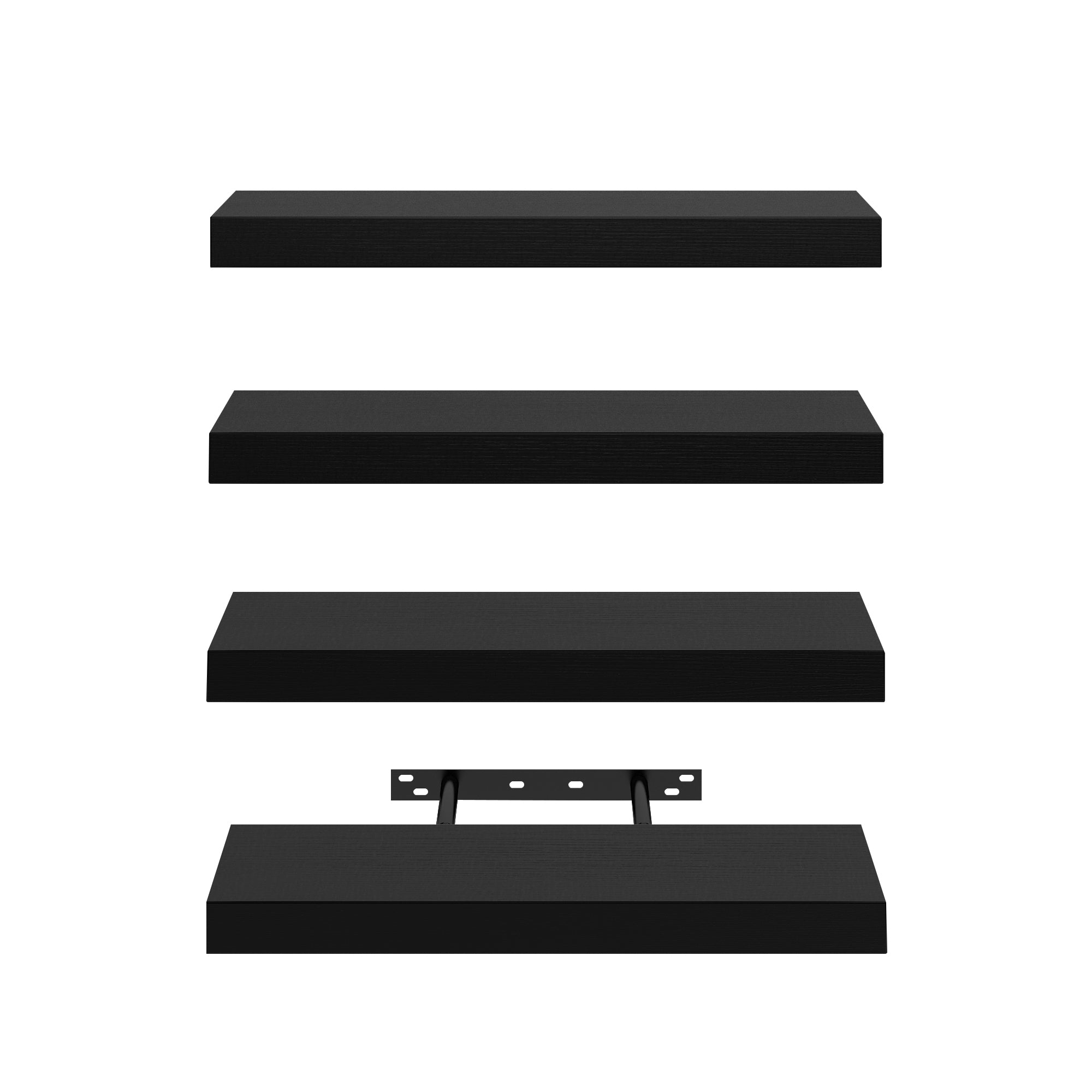 Homy Casa Kari 4PC Vintage Brown Floating Shelves Wall Shelves with Hidden Brackets for Living Room Bathroom Bedroom