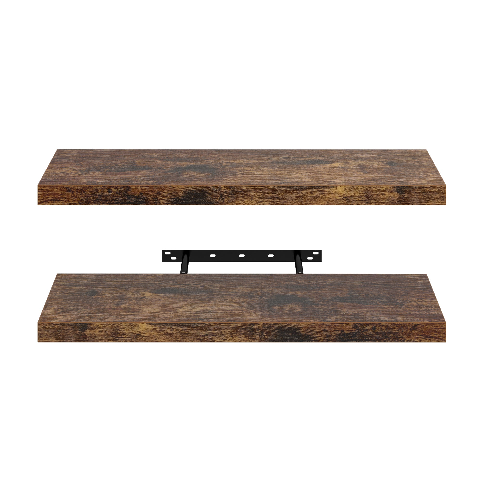 Homy Casa Kari 4PC Vintage Brown Floating Shelves Wall Shelves with Hidden Brackets for Living Room Bathroom Bedroom