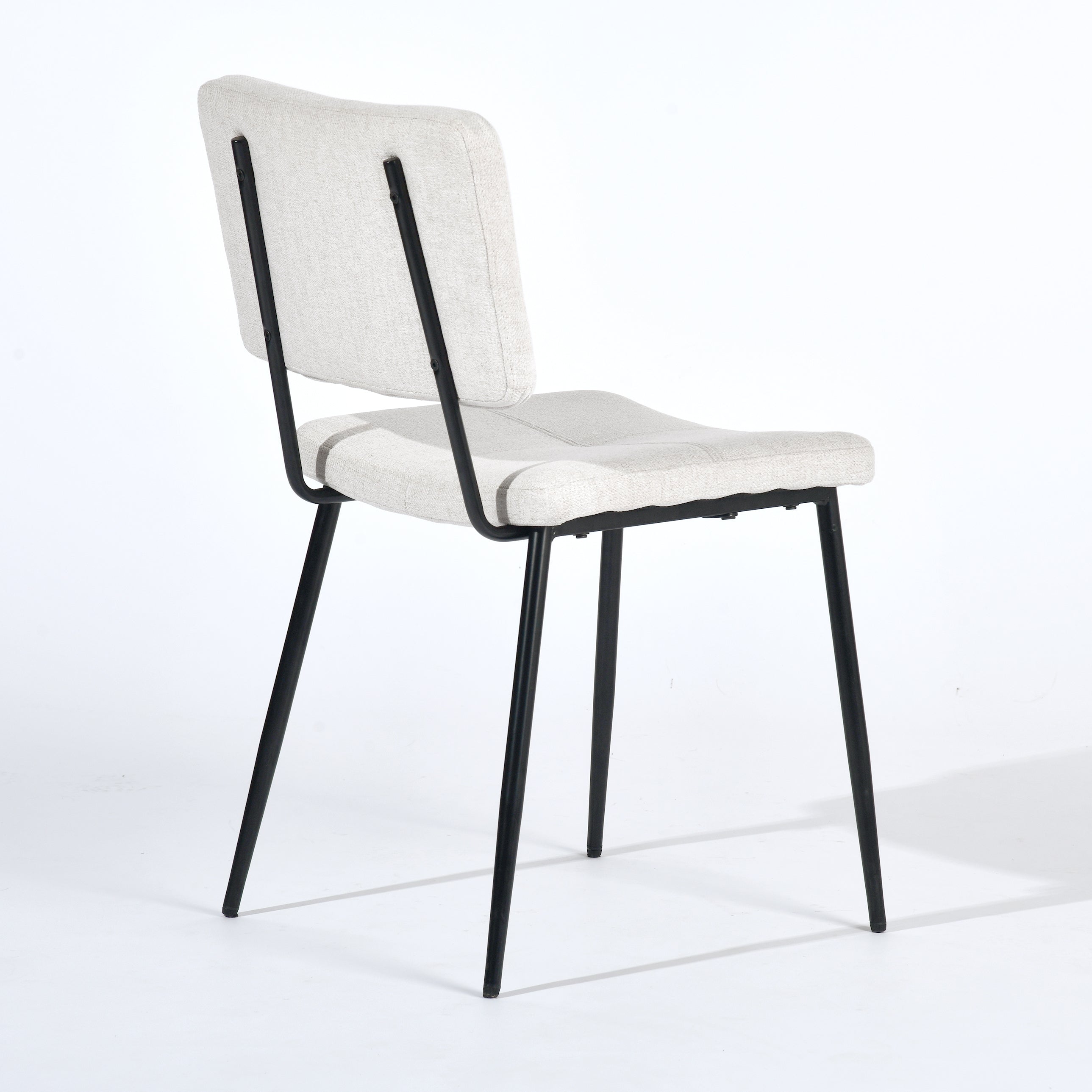 Homy Casa Stan Walnut Dining Table Set 63” Brown Table with 4 Pomona Beige Upholstered Chairs Set of 5