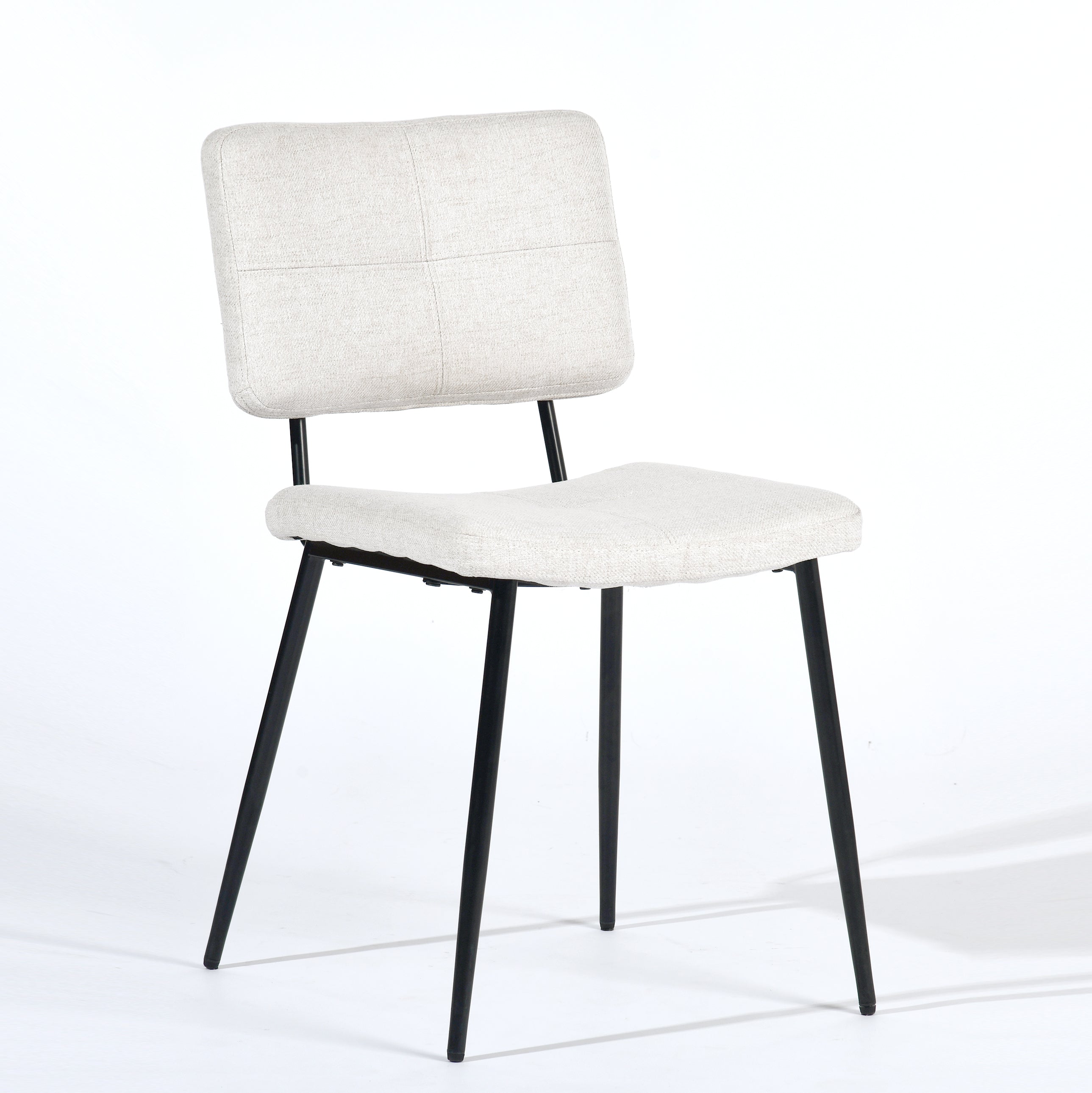 Homy Casa Stan Walnut Dining Table Set 63” Brown Table with 4 Pomona Beige Upholstered Chairs Set of 5