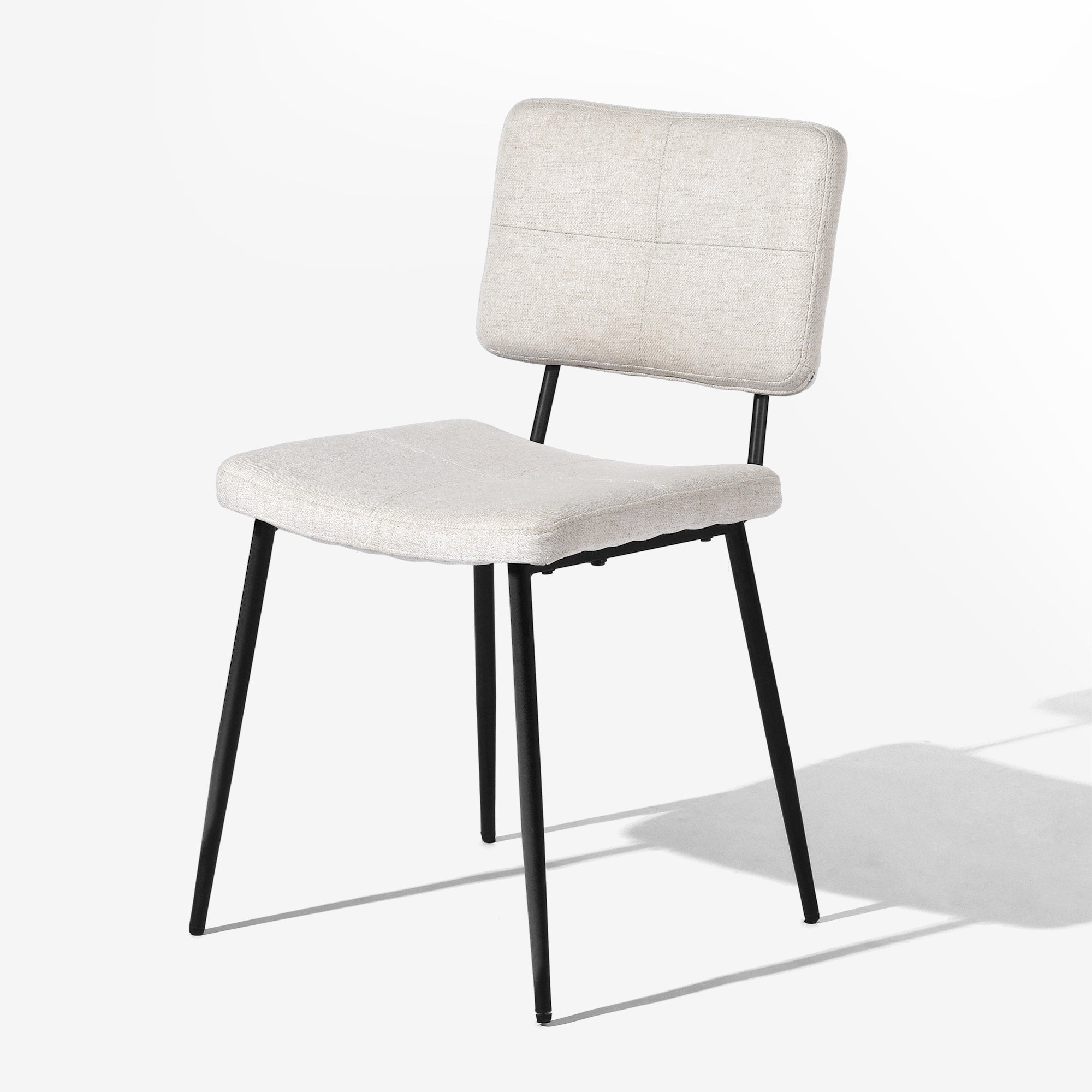 Homy Casa Stan Walnut Dining Table Set 63” Brown Table with 4 Pomona Beige Upholstered Chairs Set of 5