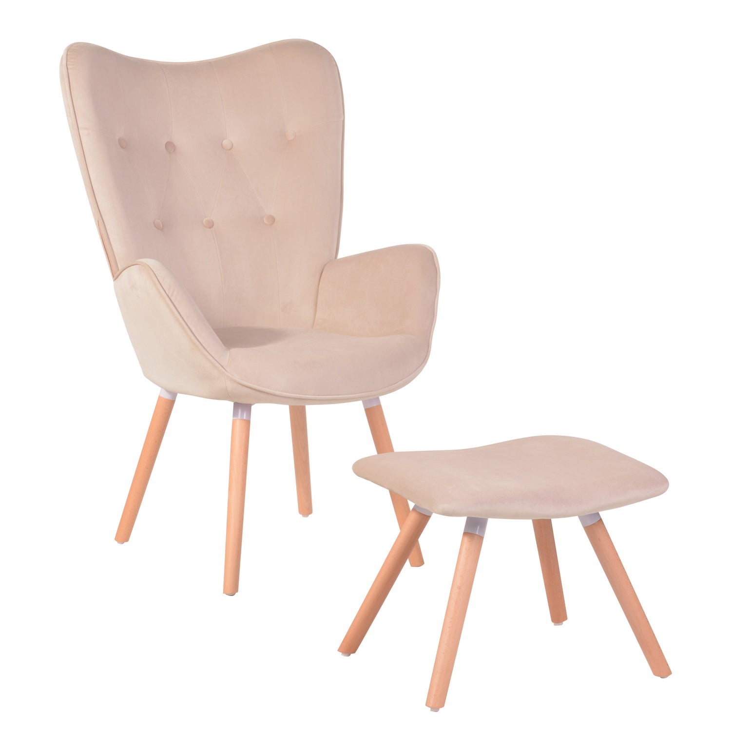 Homy Casa KAS Ottoman Blush Leisure Chair with Ottoman for Living Room, Bedroom, Office Open Box