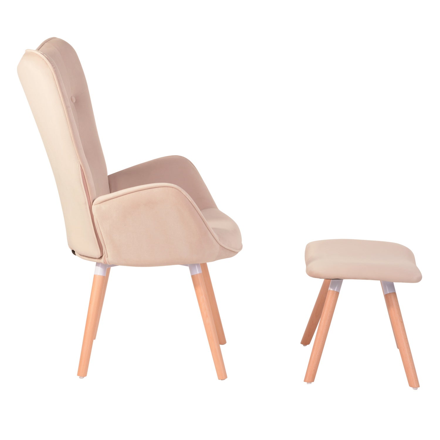 Homy Casa KAS Ottoman Blush Leisure Chair with Ottoman for Living Room, Bedroom, Office Open Box