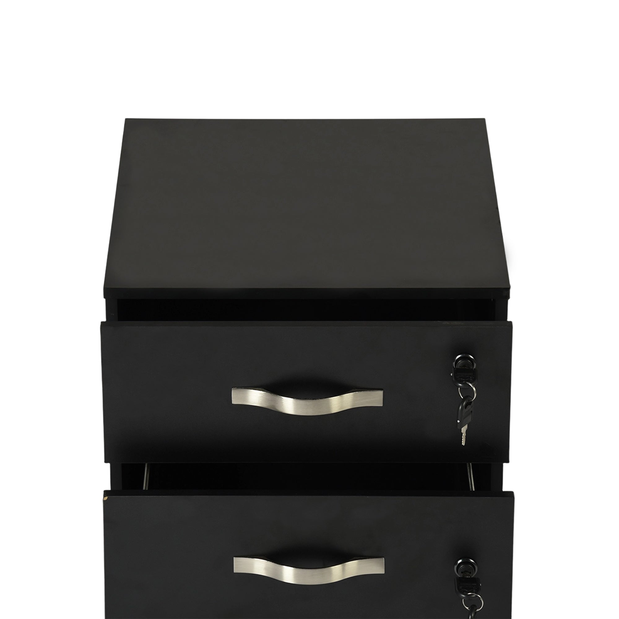KASSADIN 2 Drawer Mobile File Cabinet, Locking Metal Filing Cabinet on Wheels for Home Office, Black Pedestal with Keys
