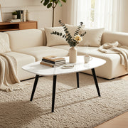 Kenna 43” Mid Century Modern Coffee Table White Marble top finish