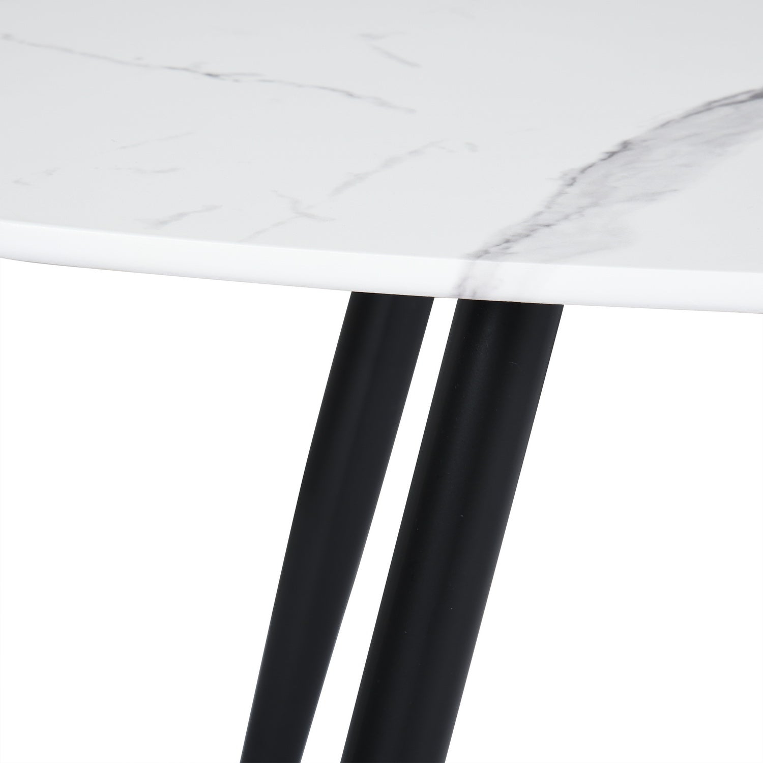 Kenna 43” Mid Century Modern Coffee Table White Marble top finish