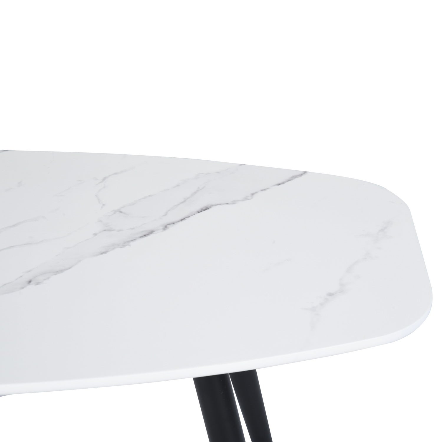 Kenna 43” Mid Century Modern Coffee Table White Marble top finish