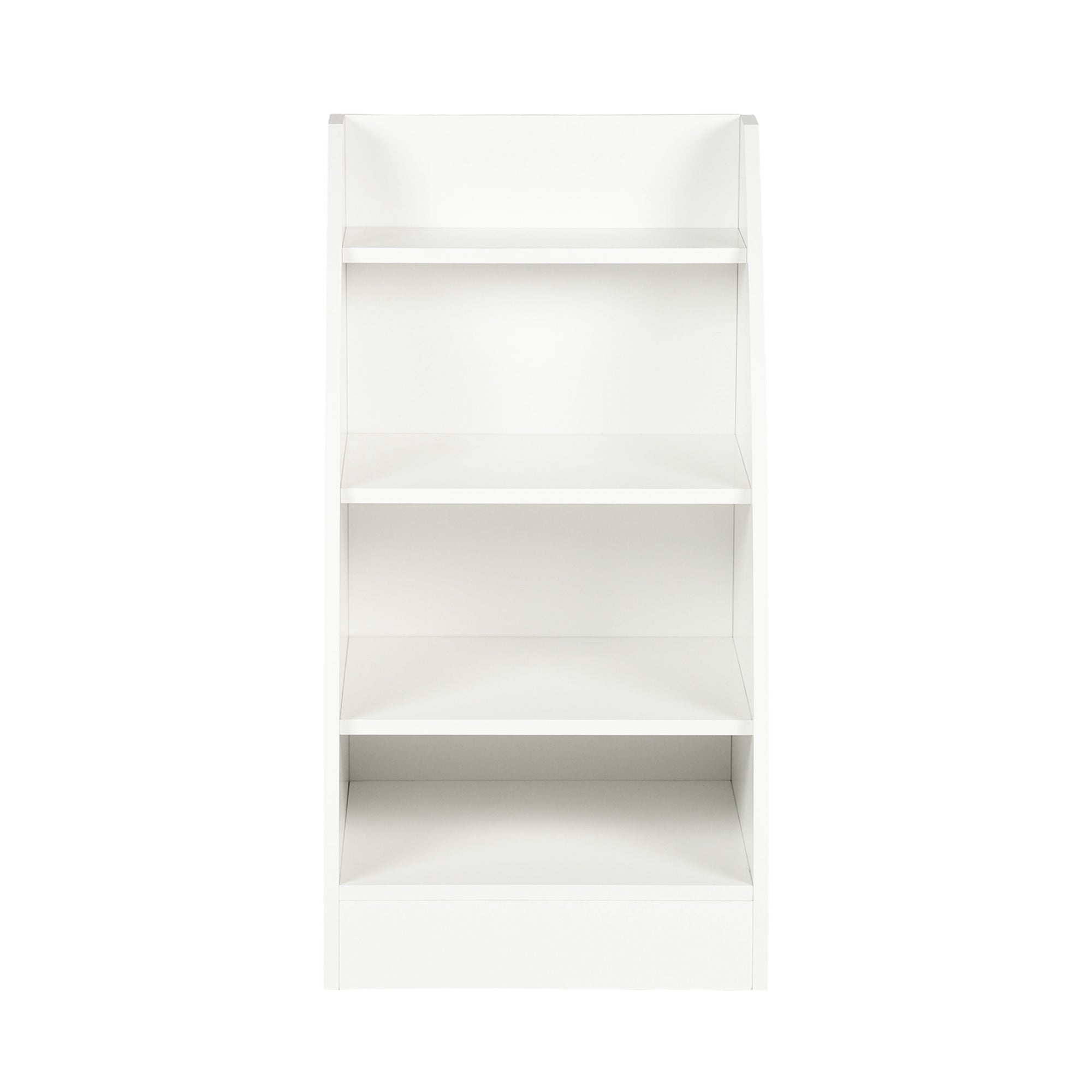 KENNEN 4 Tier Kids Bookcase White Curved Side Display Shelf for Playroom Nursery Bedroom