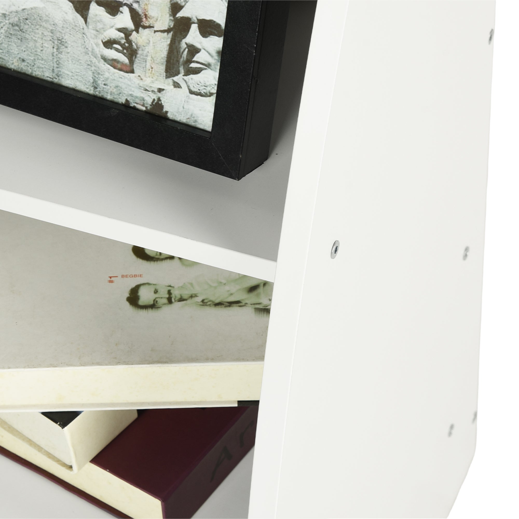 KENNEN 4 Tier Kids Bookcase White Curved Side Display Shelf for Playroom Nursery Bedroom