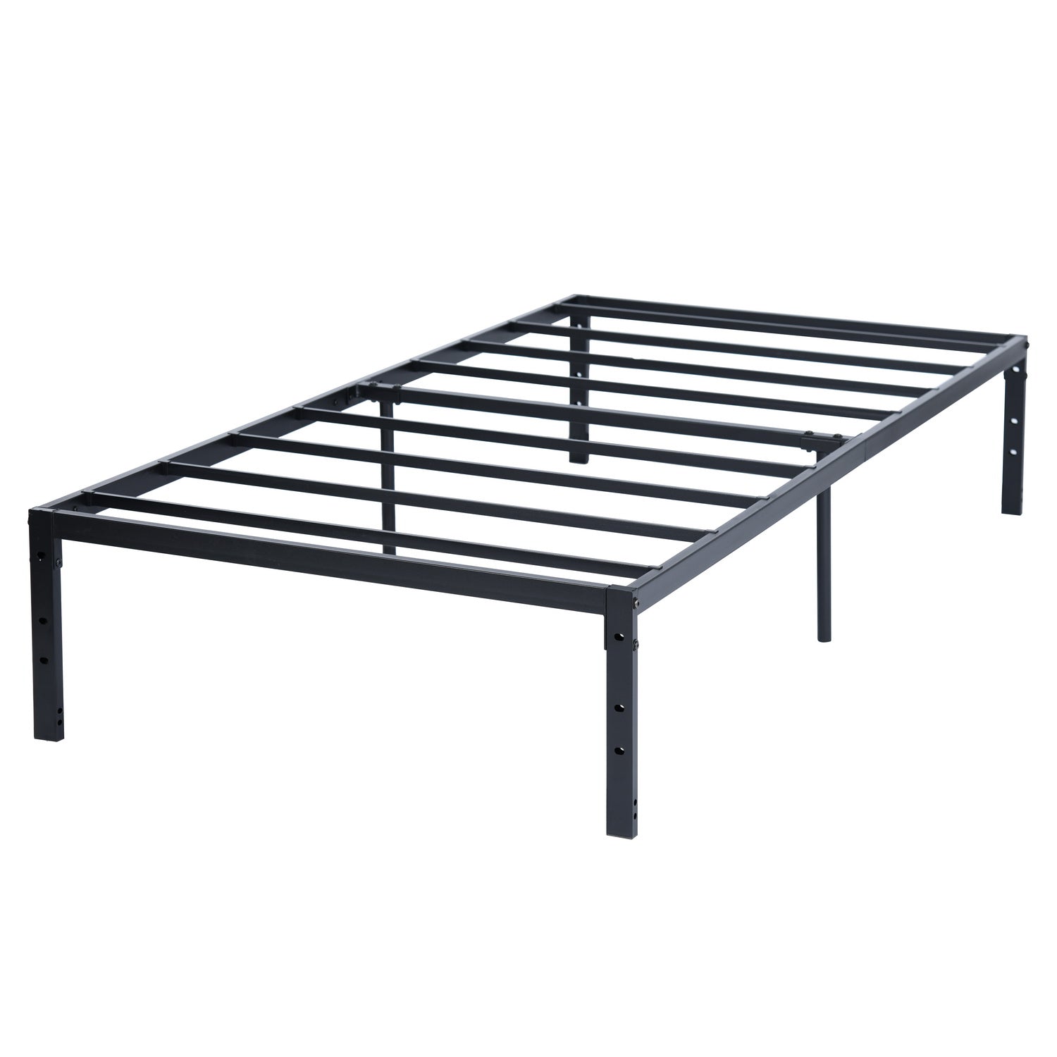 KIELA Twin Metal Platform Bed Frame with Steel Slats Center Support No Box Spring Black