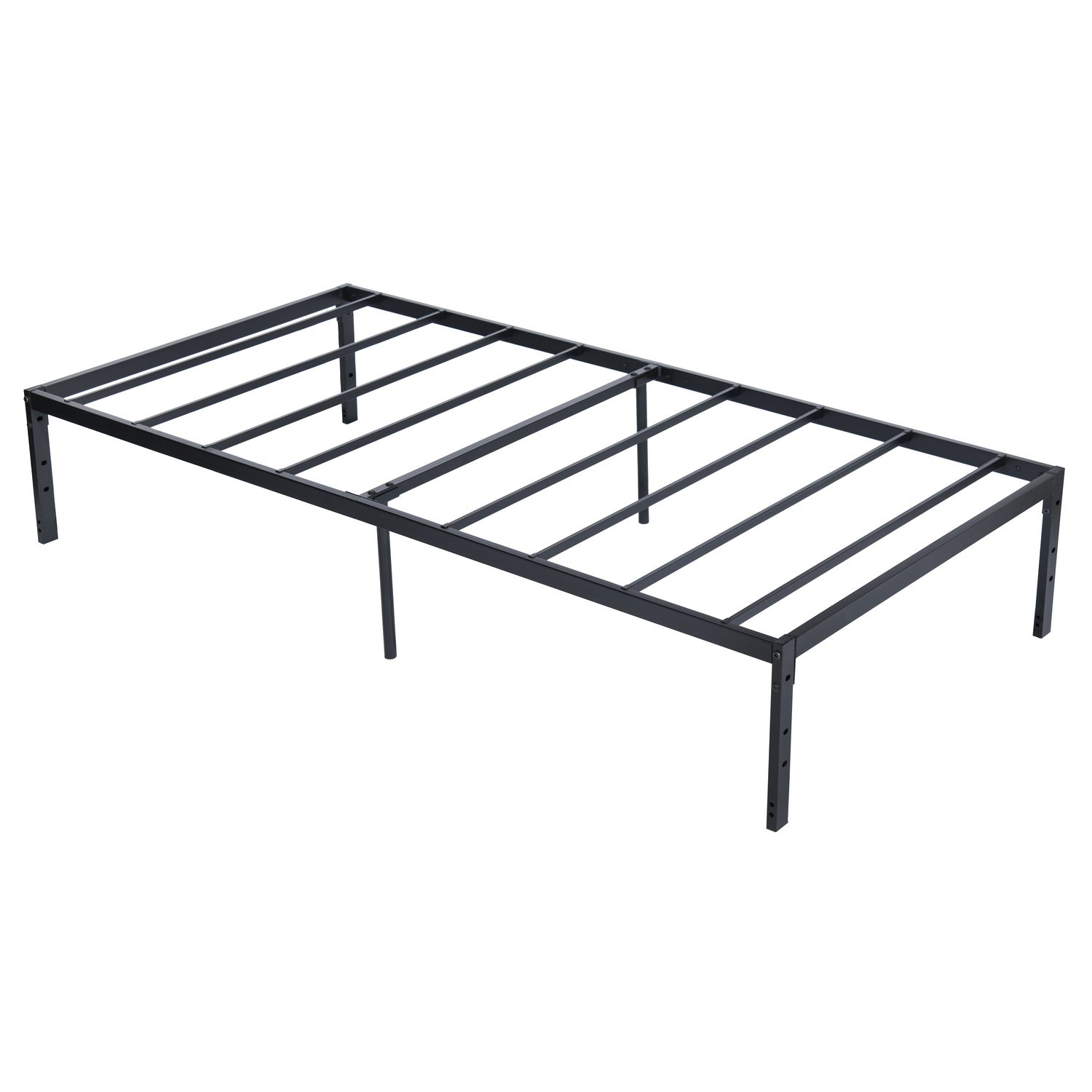 KIELA Twin Metal Platform Bed Frame with Steel Slats Center Support No Box Spring Black