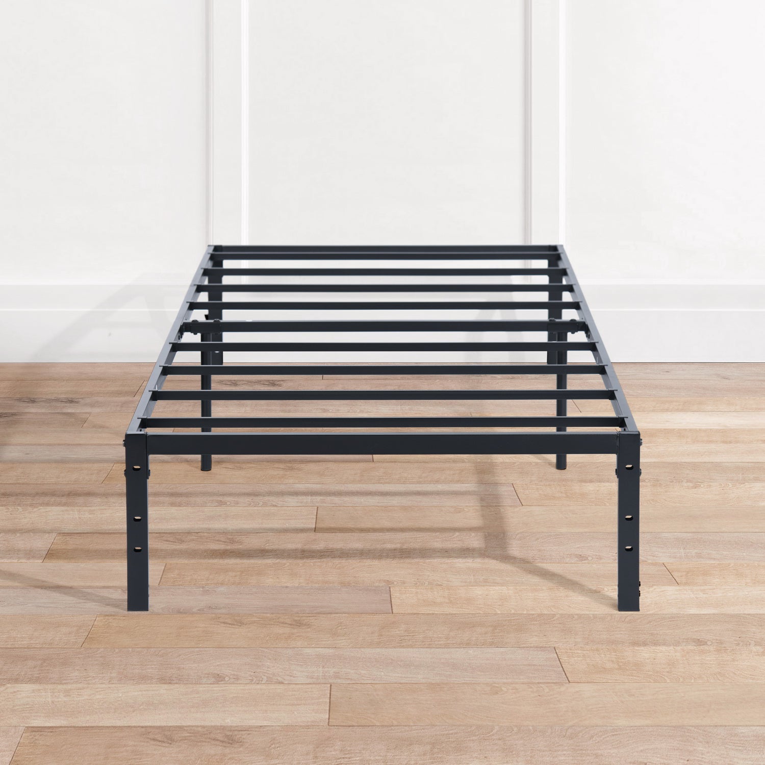 KIELA Twin Metal Platform Bed Frame with Steel Slats Center Support No Box Spring Black
