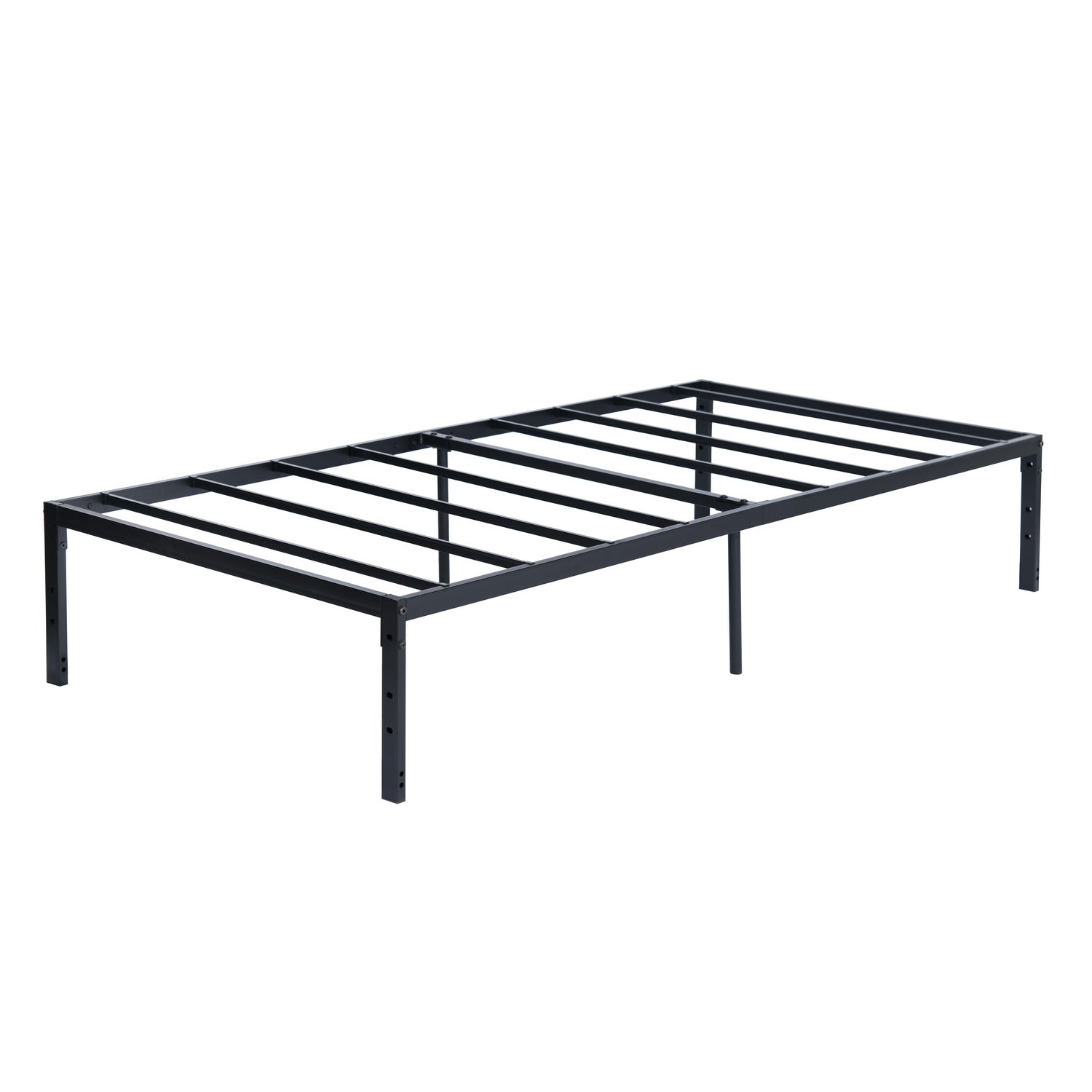 KIELA Twin Metal Platform Bed Frame with Steel Slats Center Support No Box Spring Black
