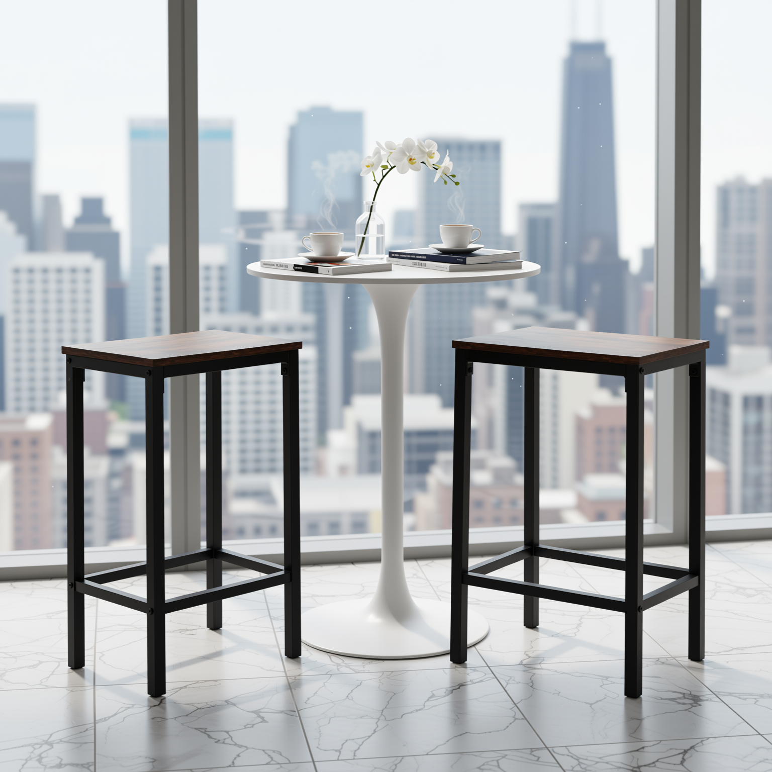 Homy Casa Kilby Vintage 2PC Vintage Counter Bar Stools for Kitchen and Dining Room