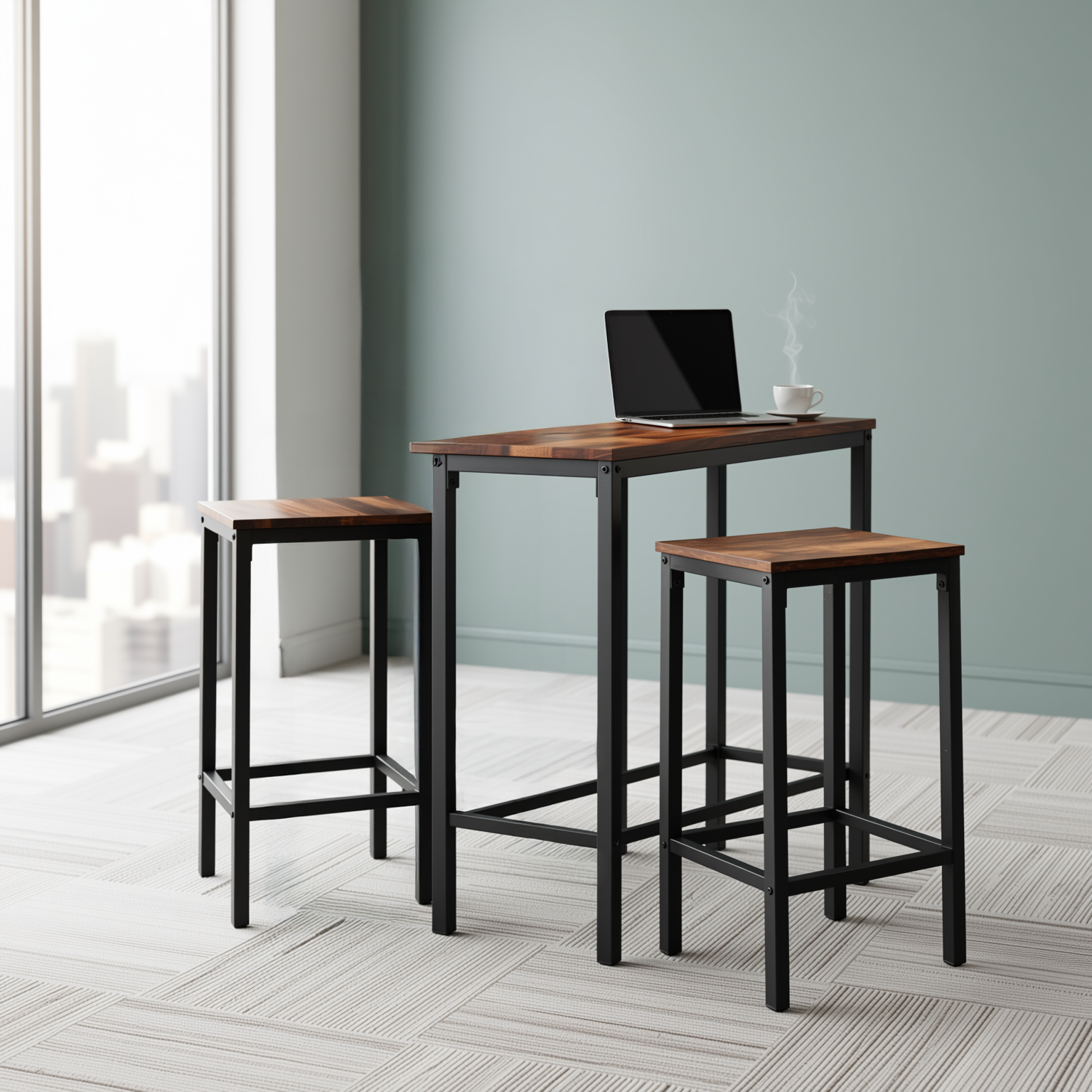 Homy Casa Kilby Vintage 2PC Vintage Counter Bar Stools for Kitchen and Dining Room