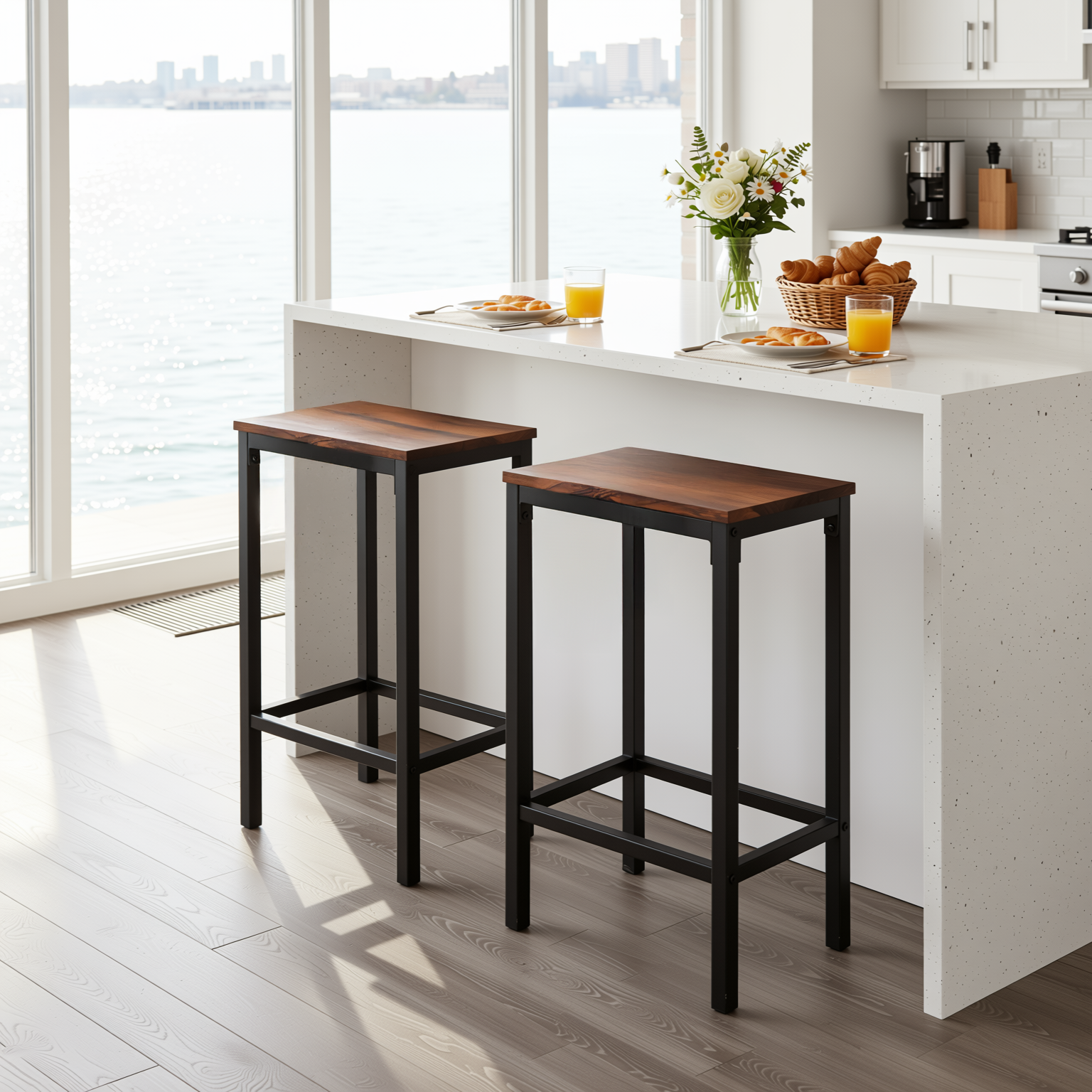 Homy Casa KILBY 26” VINTAGE Industrial Bar Stool Set of 2