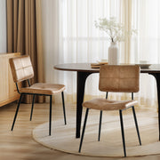 KOM Modern PU Dining Chairs Set of 2, Black Metal Legs