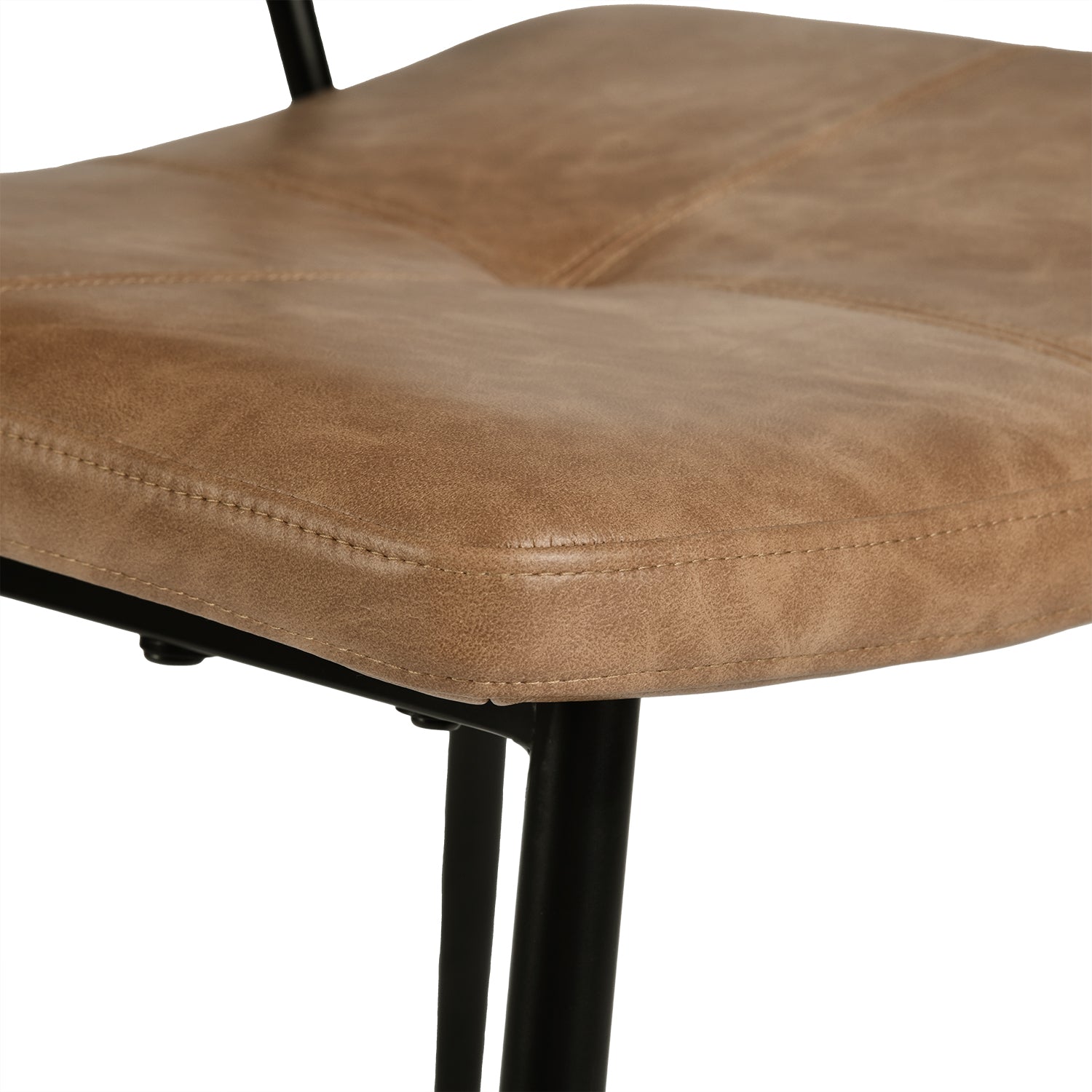 KOM Modern PU Dining Chairs Set of 2, Black Metal Legs