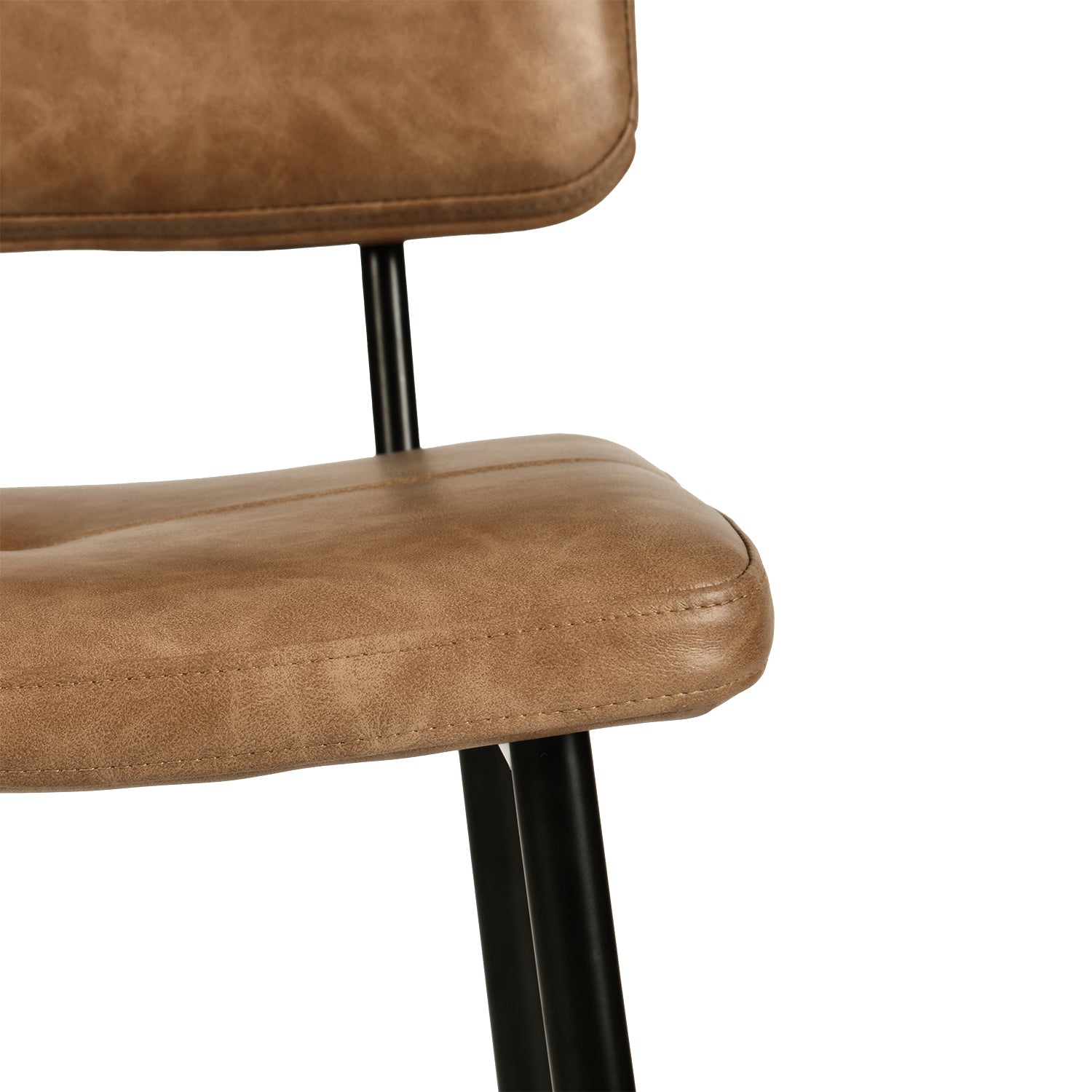 KOM Modern PU Dining Chairs Set of 2, Black Metal Legs