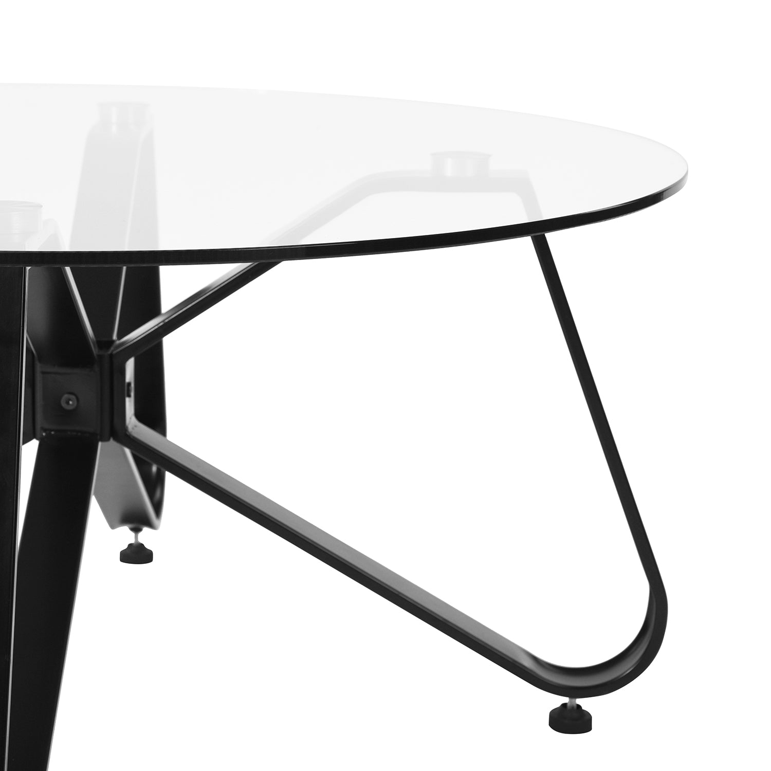 Homy Casa KONYA 31.5” Clear Round Glass Coffee Table