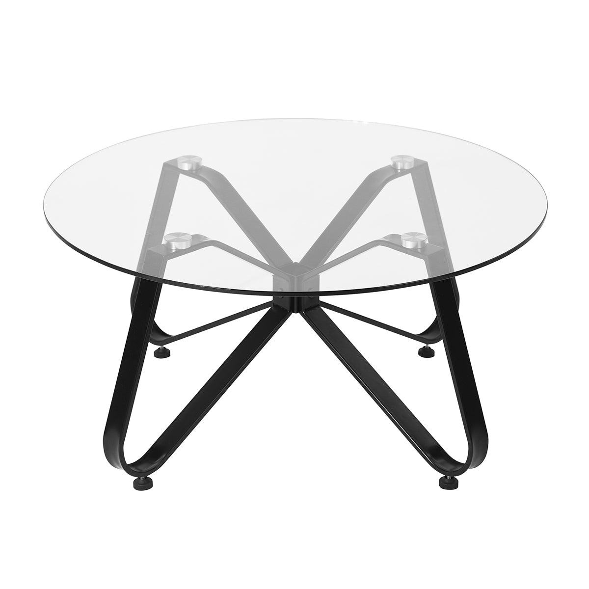 Homy Casa KONYA 31.5” Clear Round Glass Coffee Table