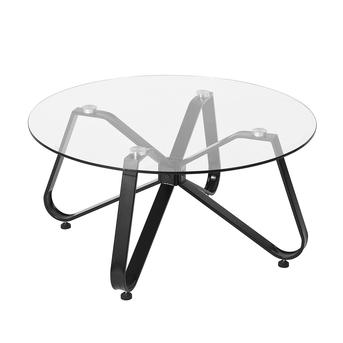 Homy Casa KONYA 31.5” Clear Round Glass Coffee Table