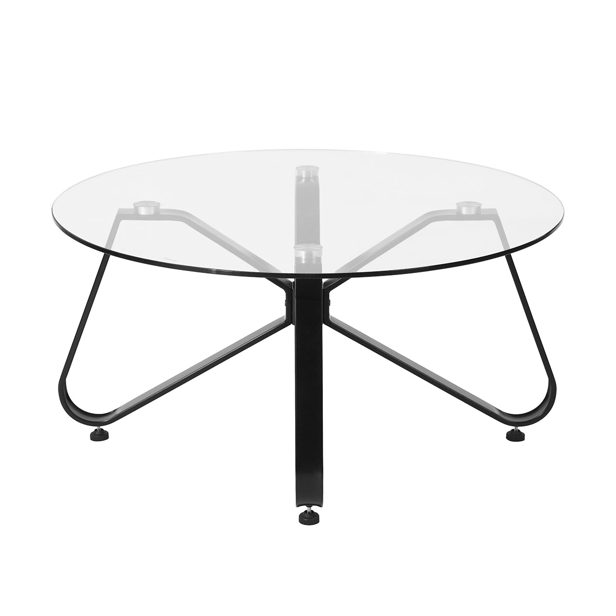 Homy Casa KONYA 31.5” Clear Round Glass Coffee Table