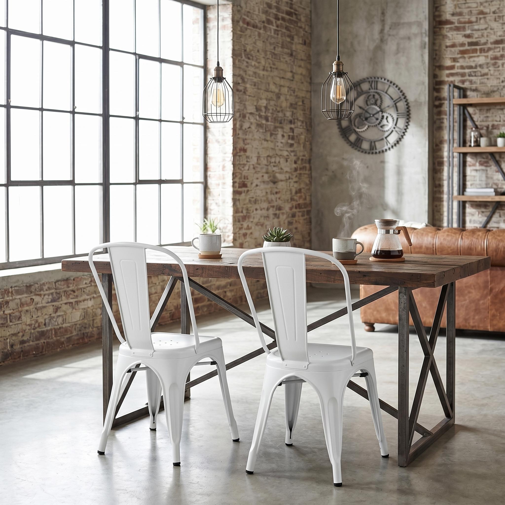 Open Box Homy Casa KRICOX White Dining Chair Set "17.7'' W x 20.1'' D x 33.1'' H" for Kitchen and Dining Room