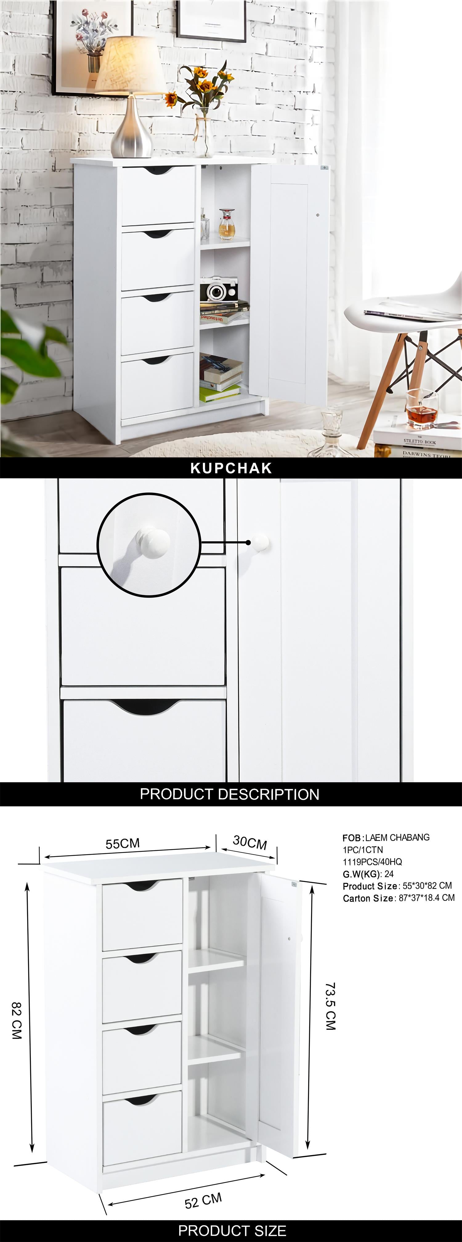 KUPCHAK Bathroom Storage Cabinet 4 Drawers