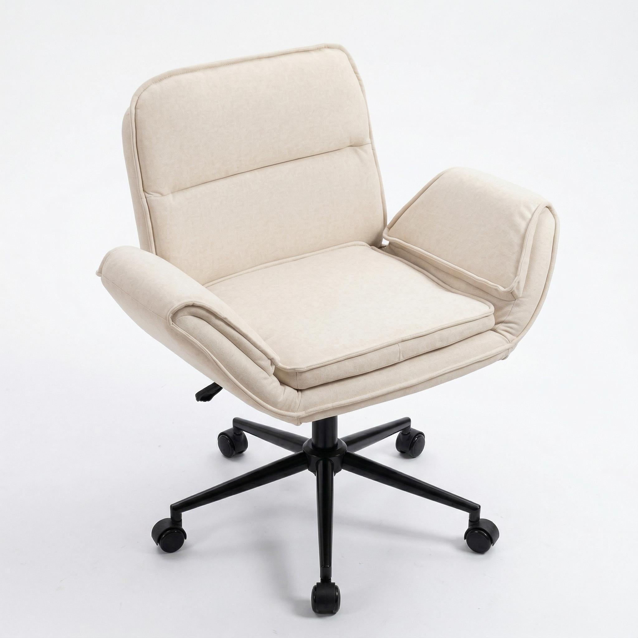 Korin Fabric Cross-Leg Desk Chair with Adjustable Armrests