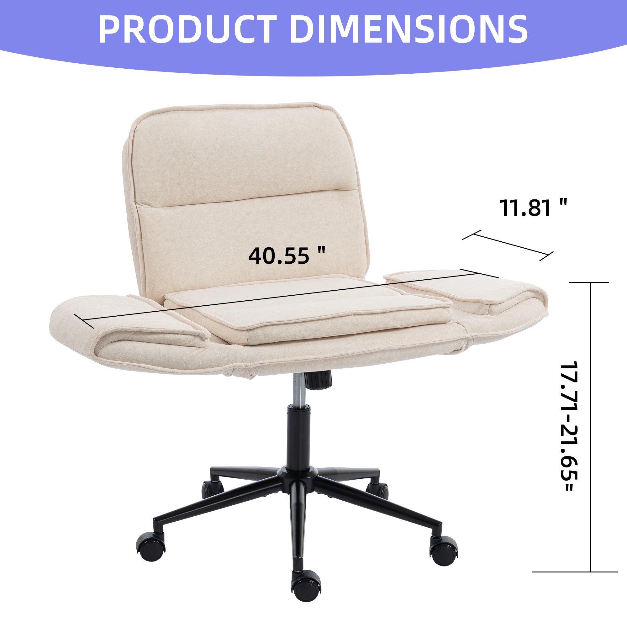 Korin Fabric Cross-Leg Desk Chair with Adjustable Armrests